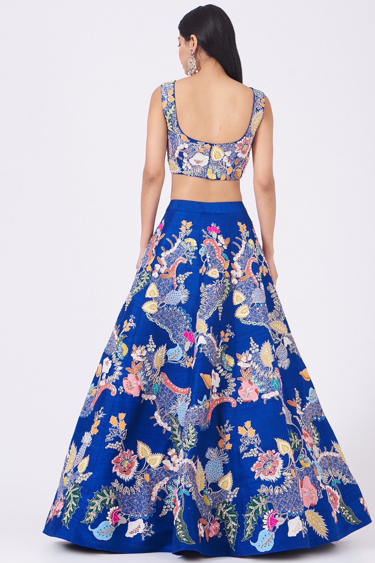 Nayra - Electric Blue Raw Silk Lehenga Set