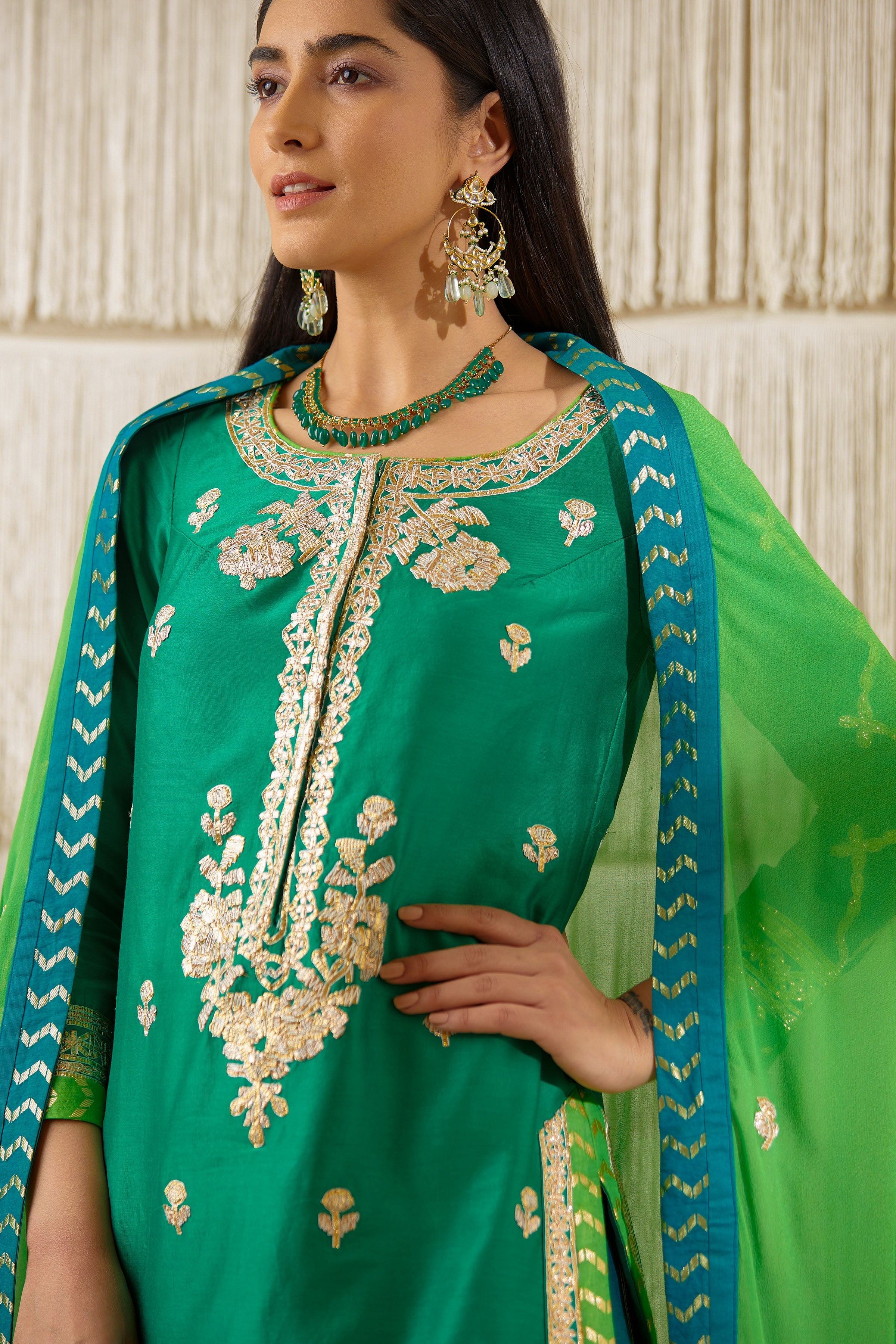 Teal Green Sharara set