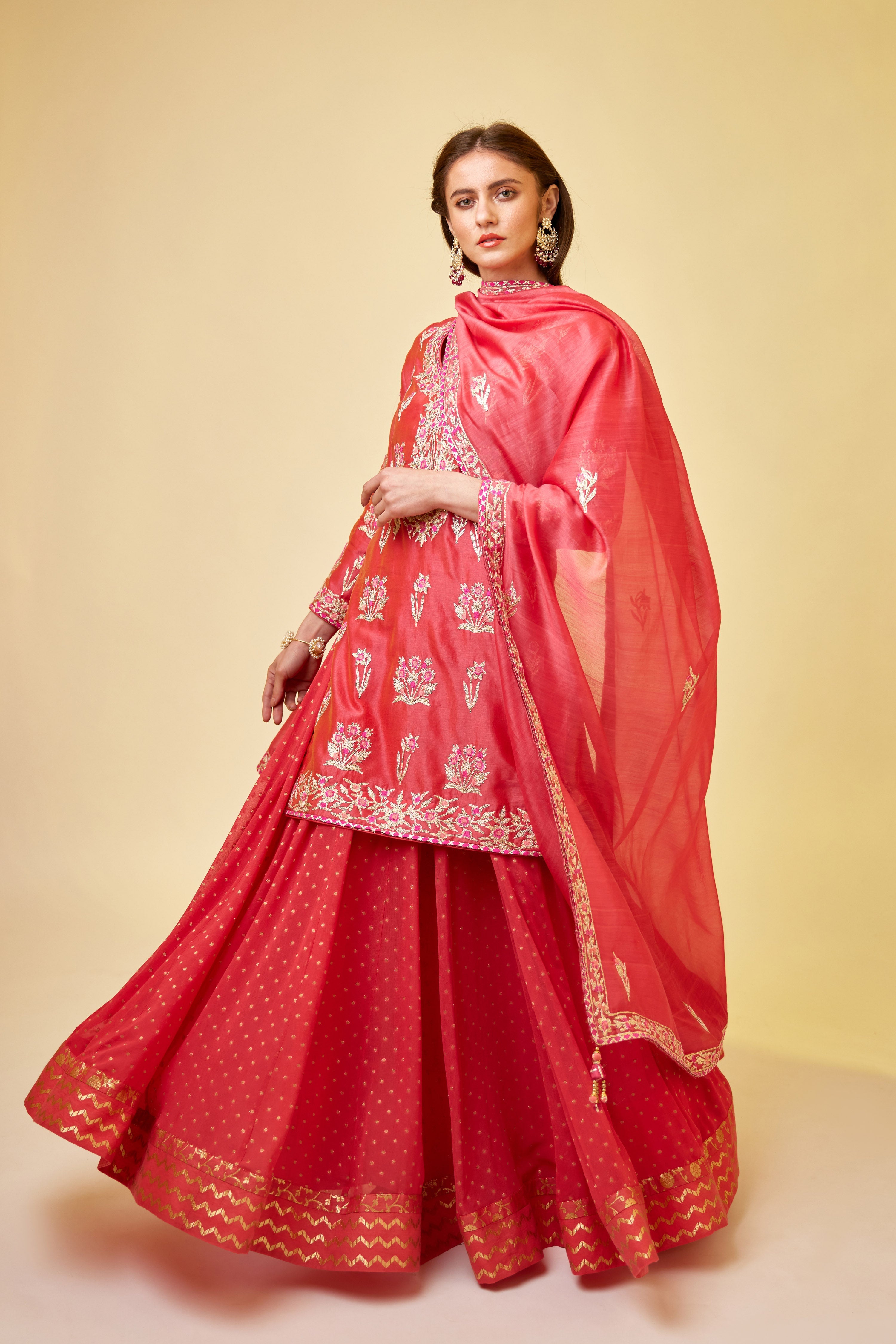 Scarlet Red Skirt Set