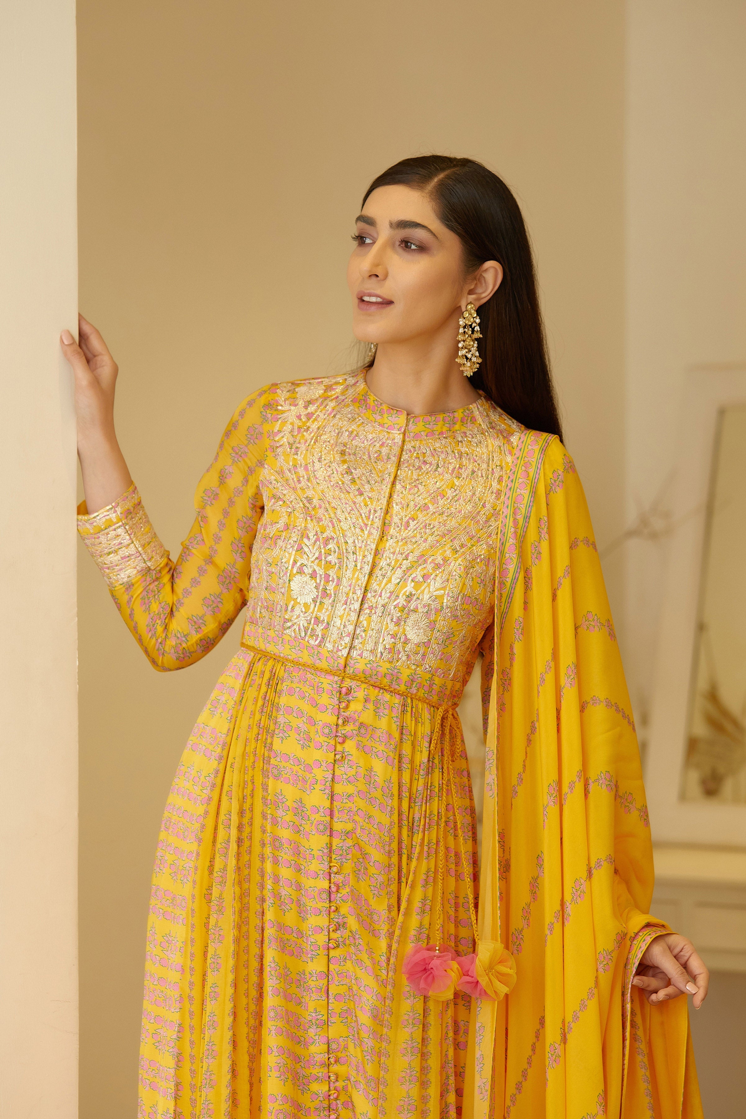Mustard Yellow Anarkali set