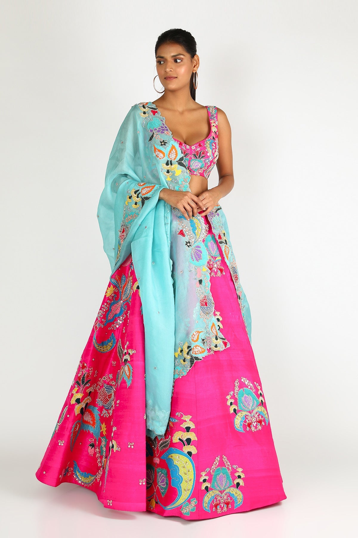 Pari - Fuschia Pink Raw Silk Lehenga Set