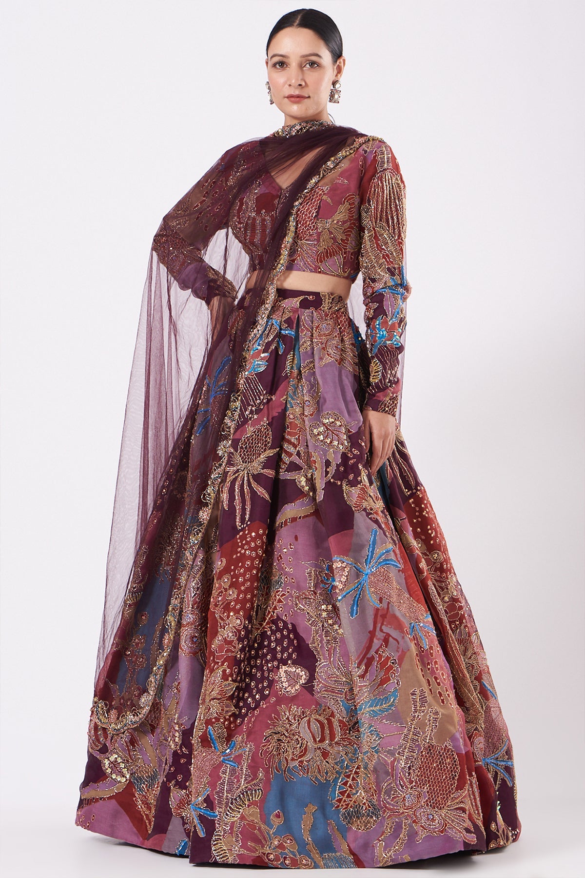 Athiya Shetty In Dahlia - Plum Organza Lehenga Set