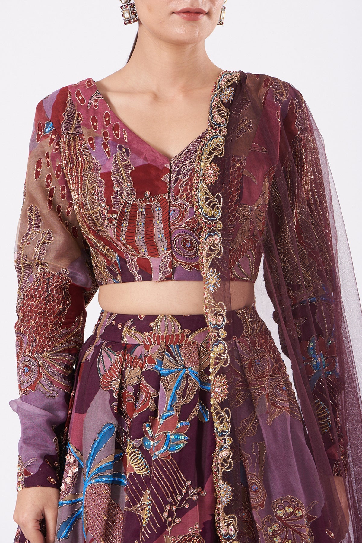 Athiya Shetty In Dahlia - Plum Organza Lehenga Set