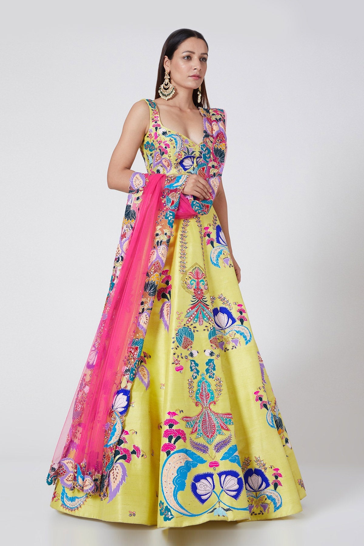 Viha - Yellow Raw Silk Lehenga Set