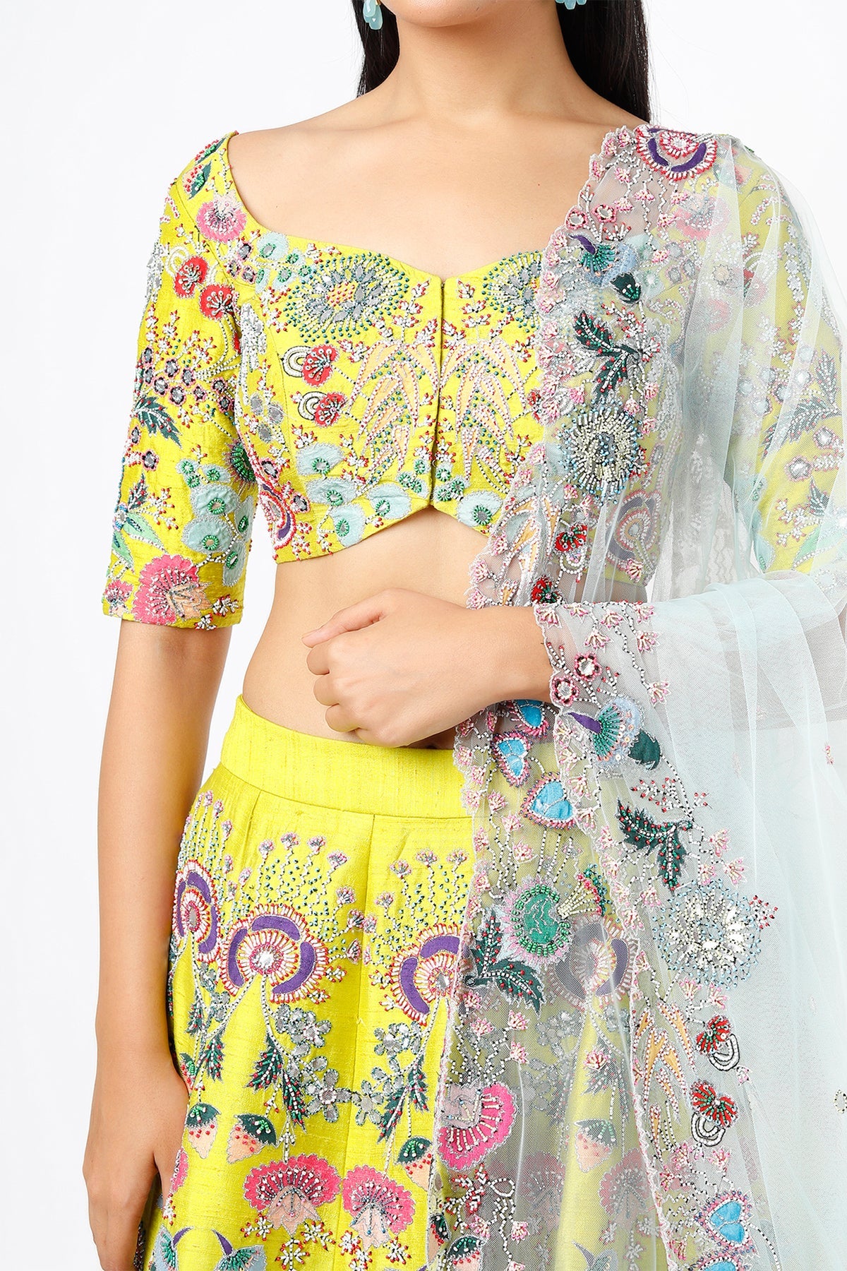 Aria - Lime  Raw Silk Lehenga Set