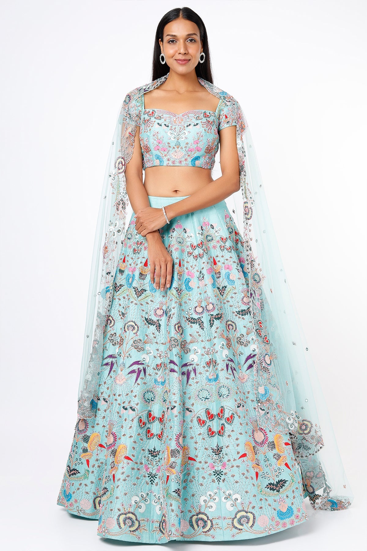 Marlais - Scuba Blue Raw Silk Lehenga Set