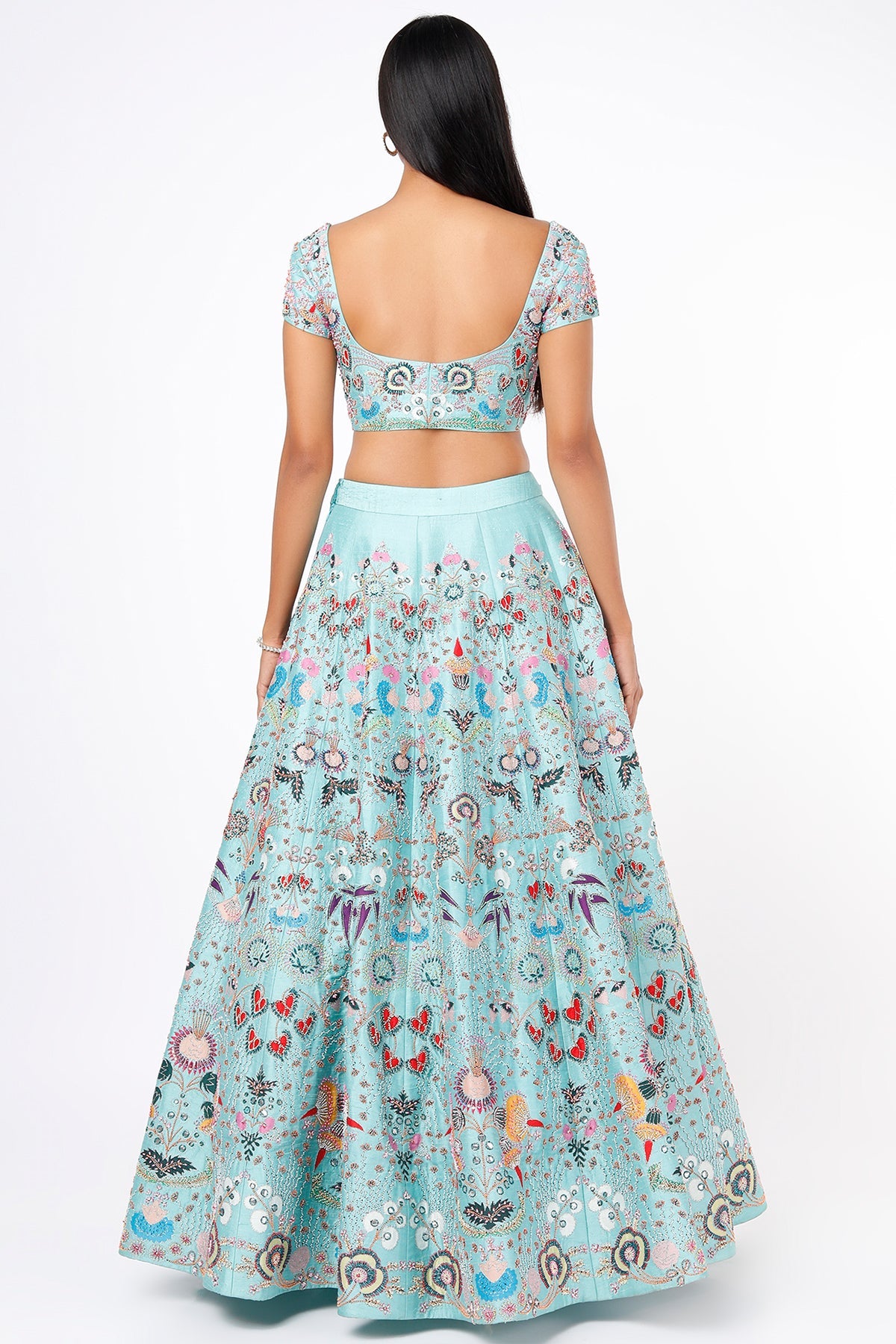 Marlais - Scuba Blue Raw Silk Lehenga Set