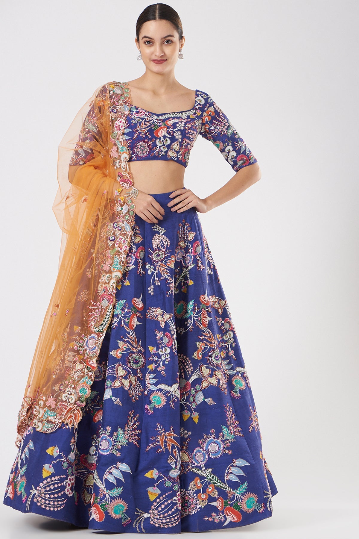 Lapis - Electric Blue Raw Silk Lehenga Set