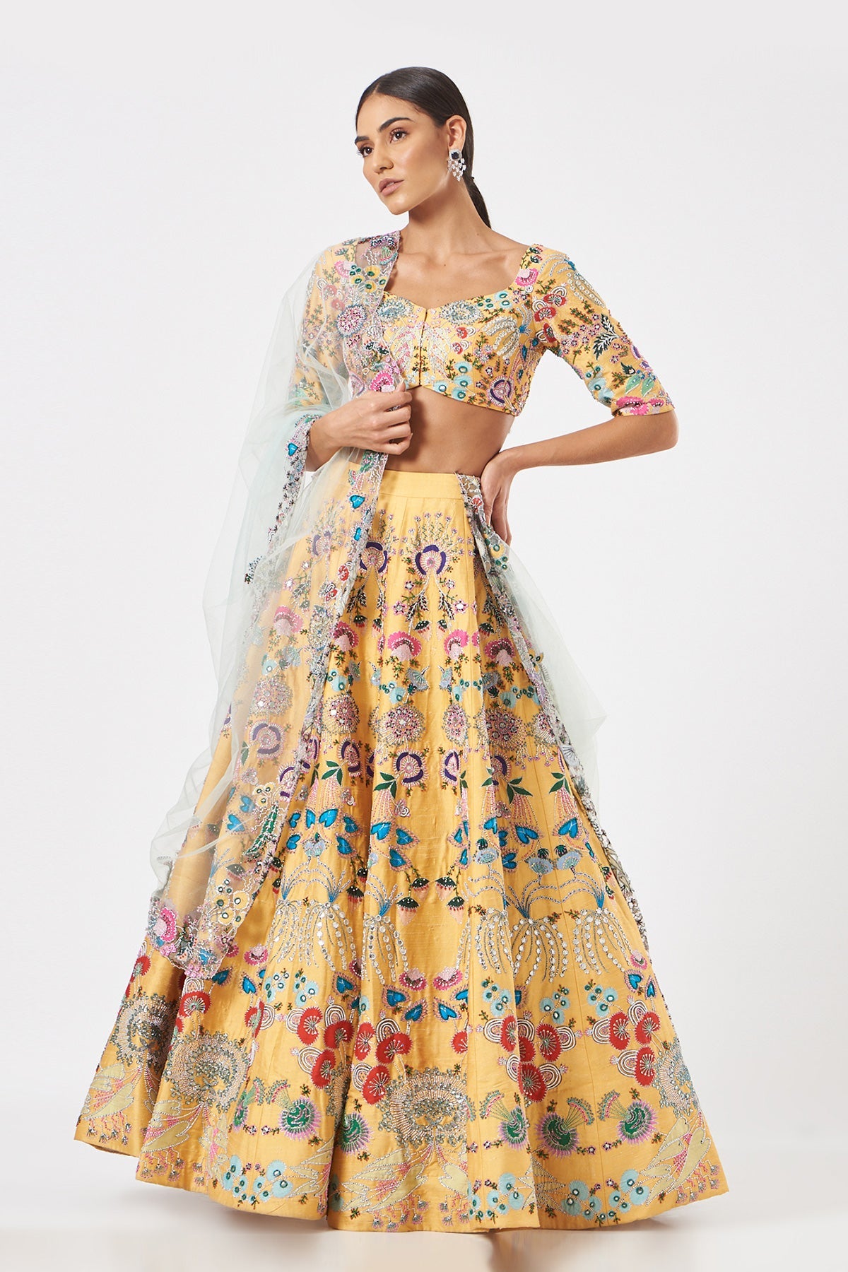 Aurelia - Yellow Raw Silk Lehenga Set