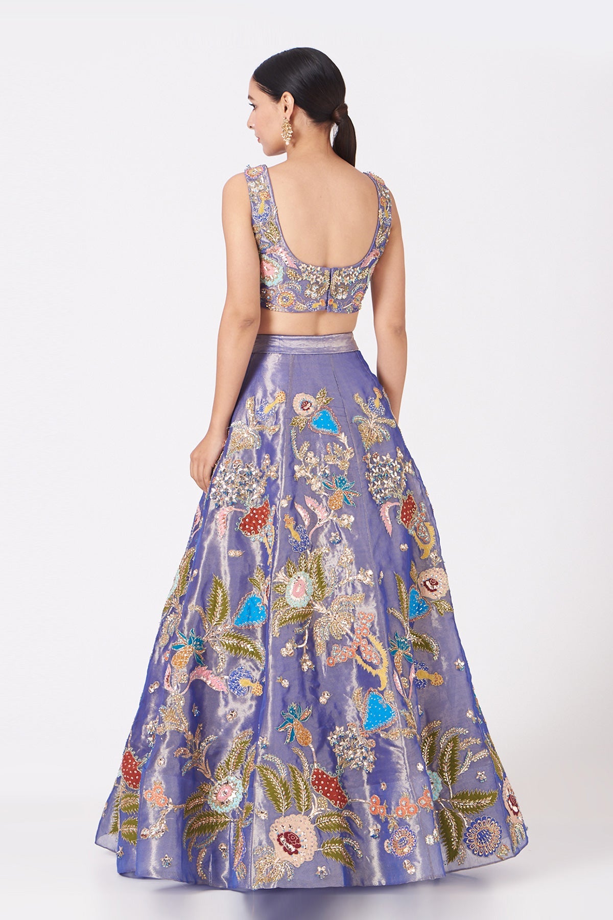 Yamini - Blue Tissue Lehenga Set