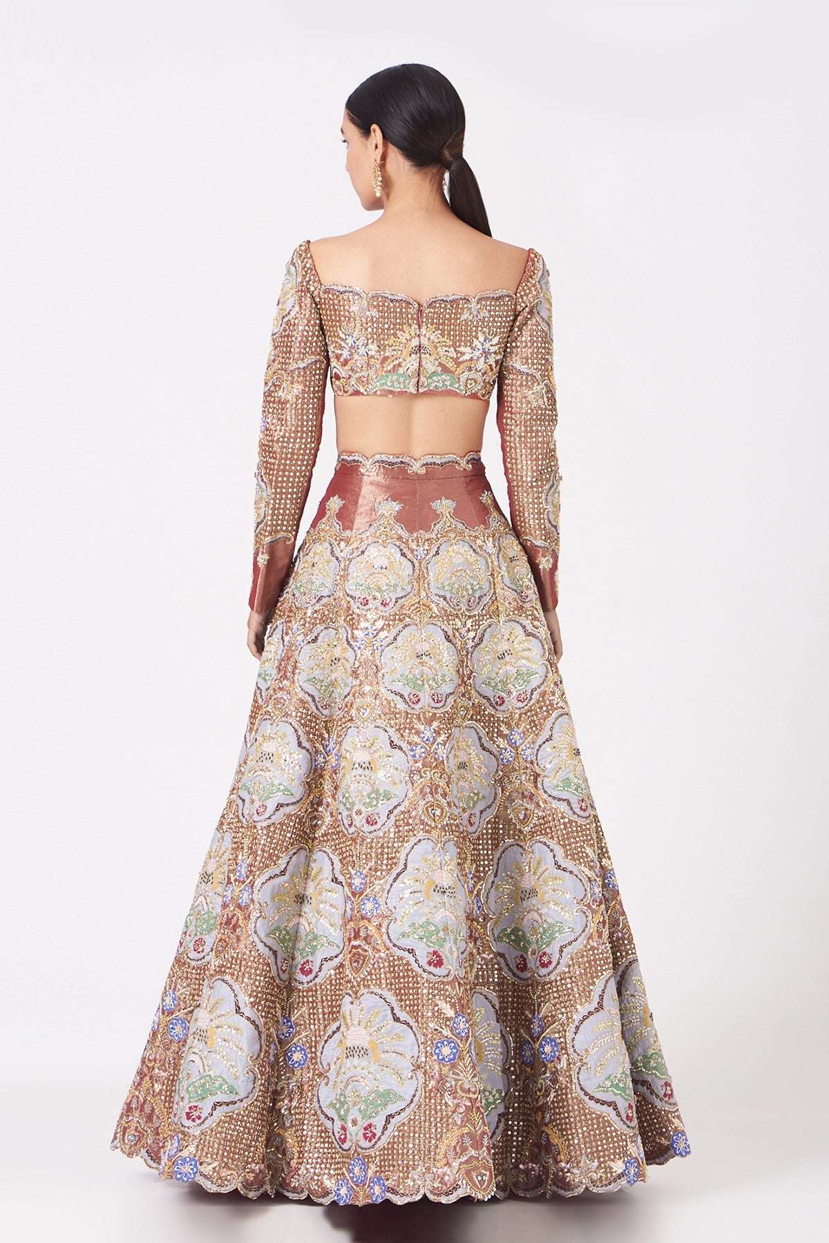 Vrinda - Pink Tissue Lehenga Set