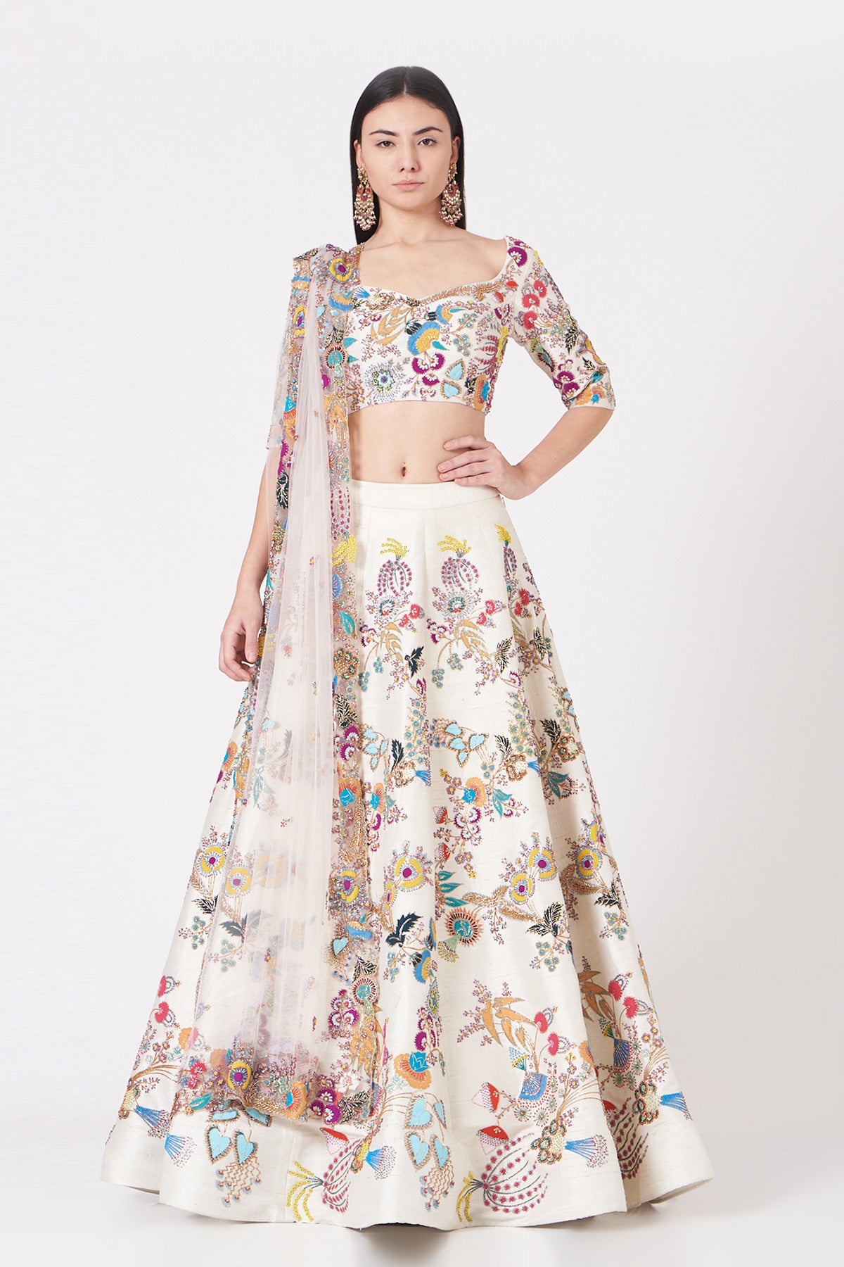 Selene - Ivory Raw Silk Lehenga Set