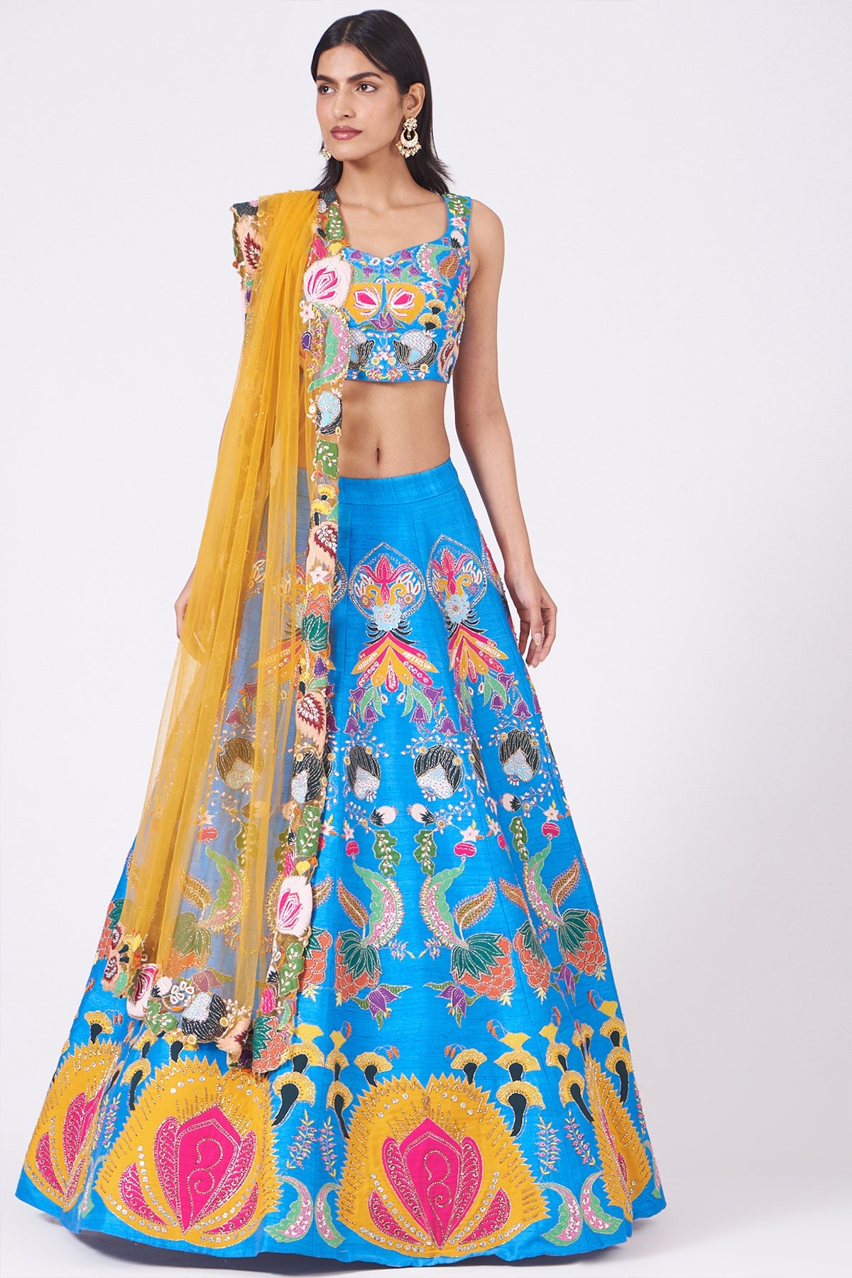 Siya - Dodger Blue Raw Silk Lehenga Set