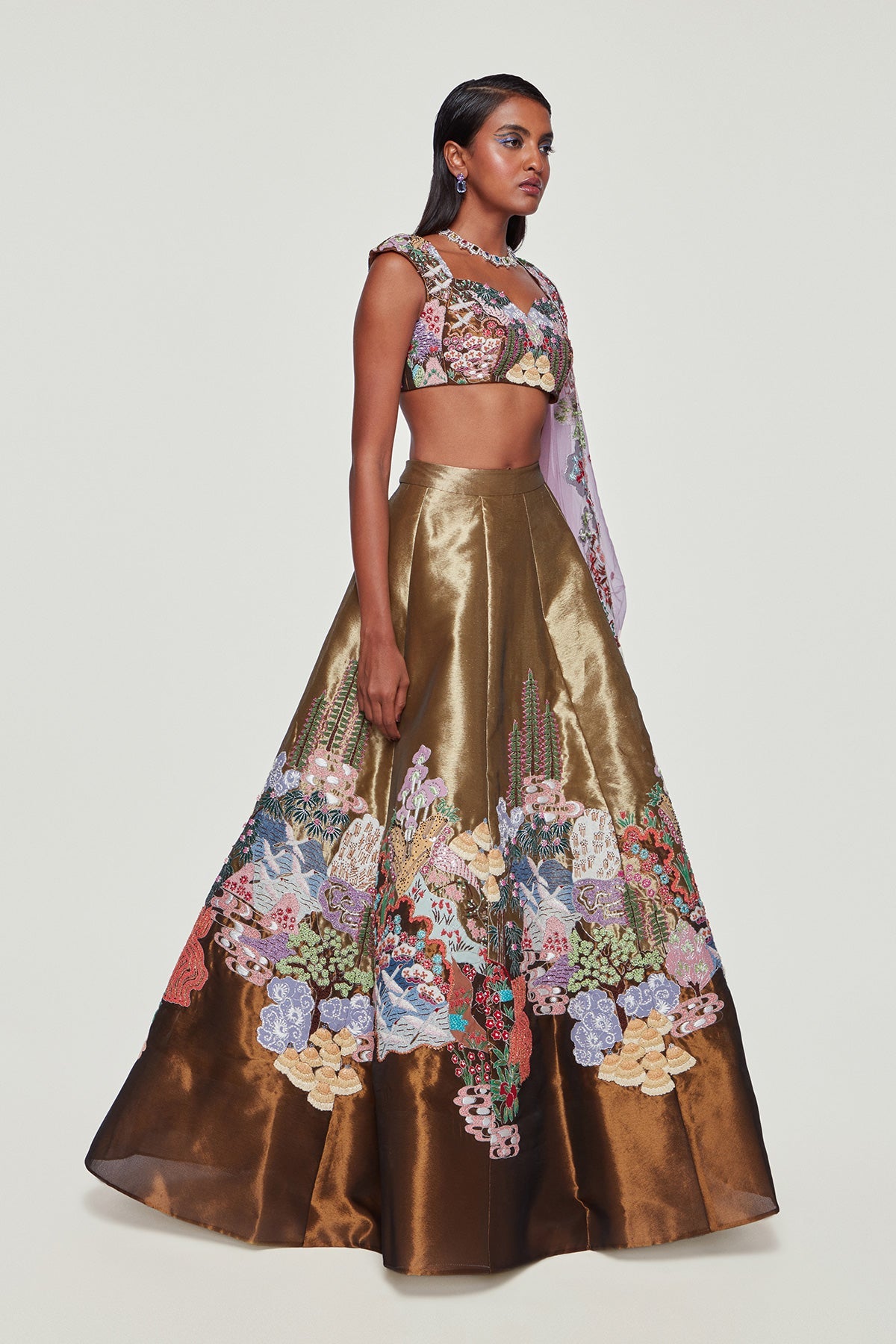 Arabella - Copper- Gold Tissue Lehenga Set