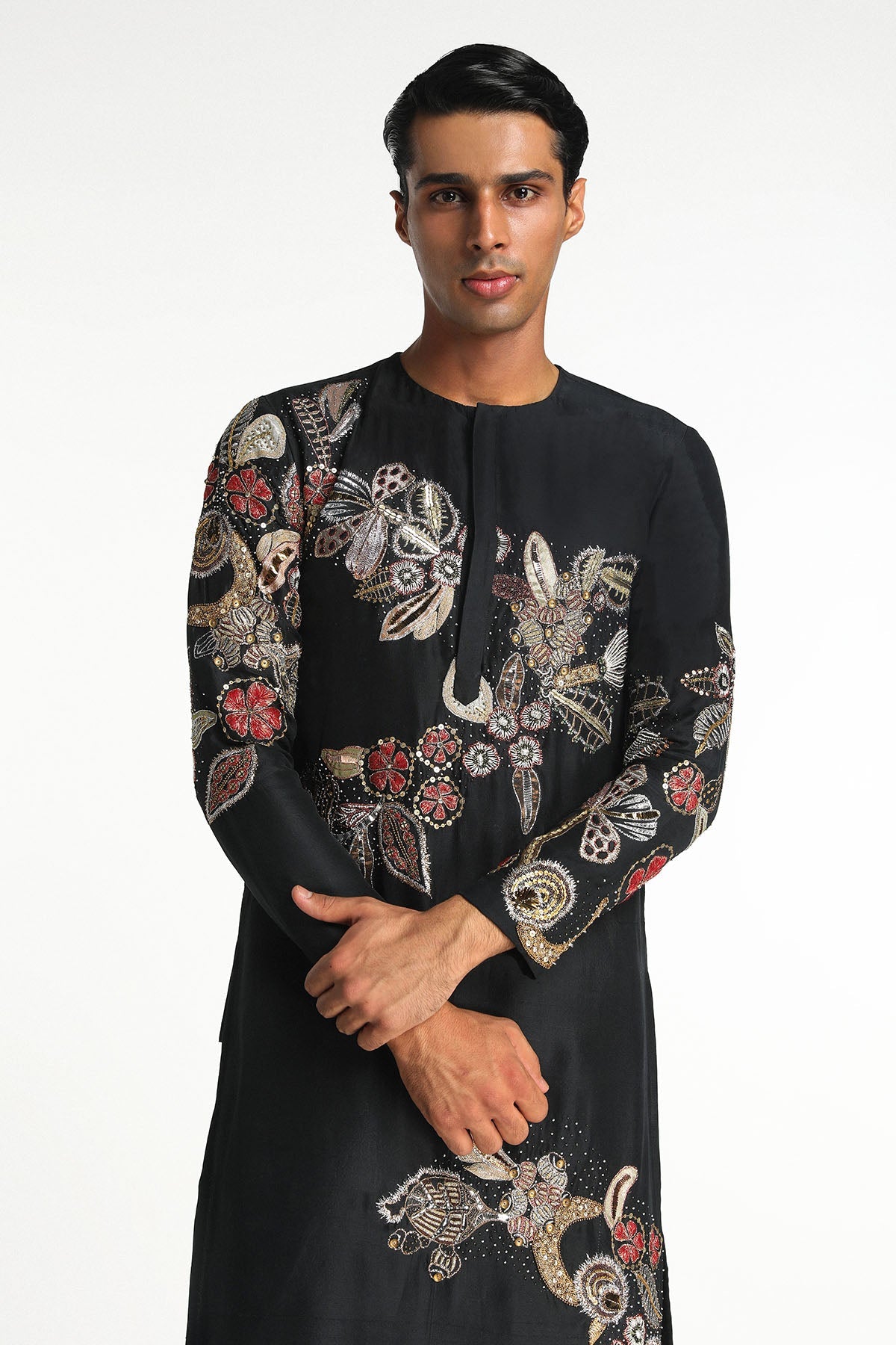 Zenith - Black Dupion Silk Kurta Set