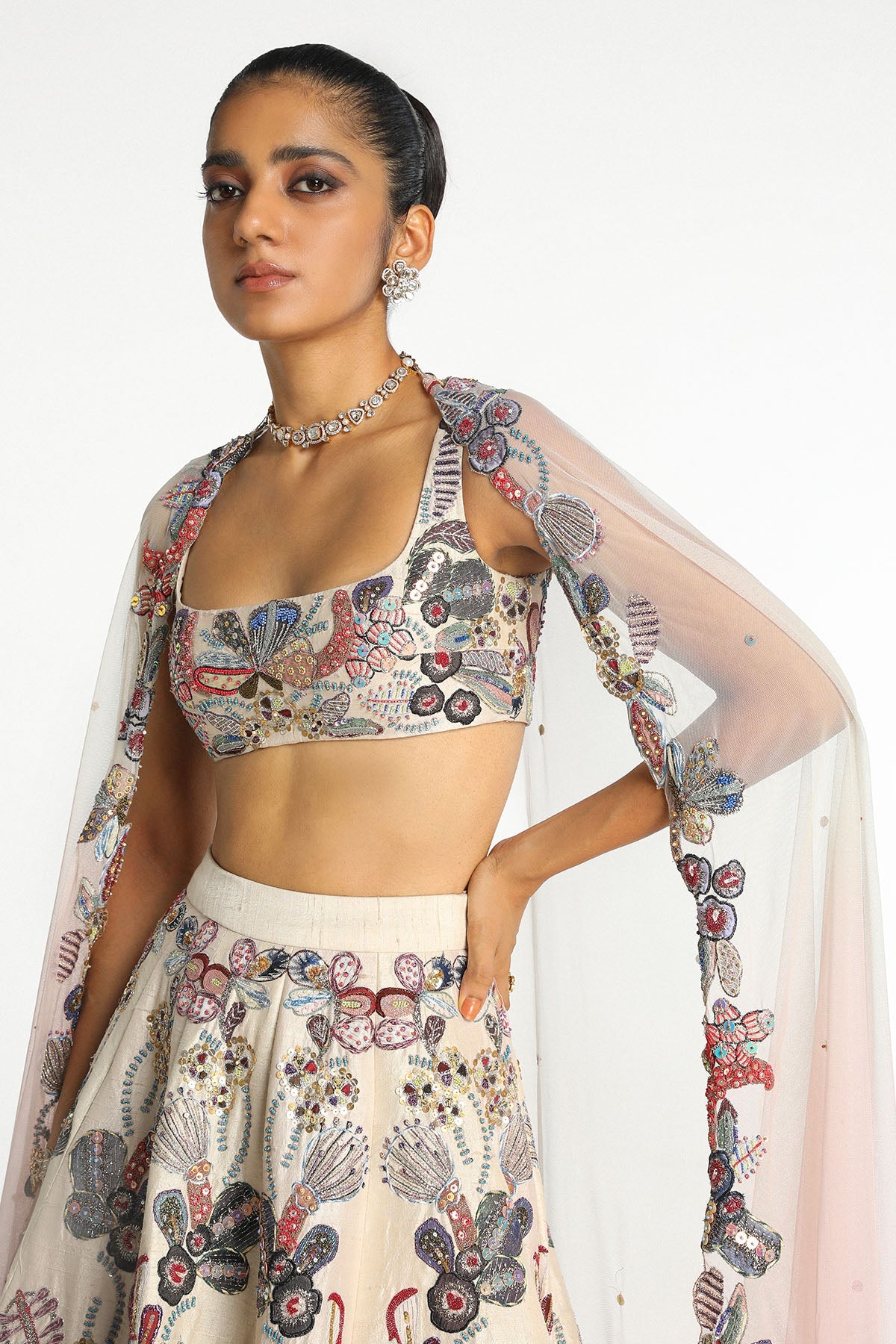 Lunara - Porcelain Raw Silk Lehenga Set