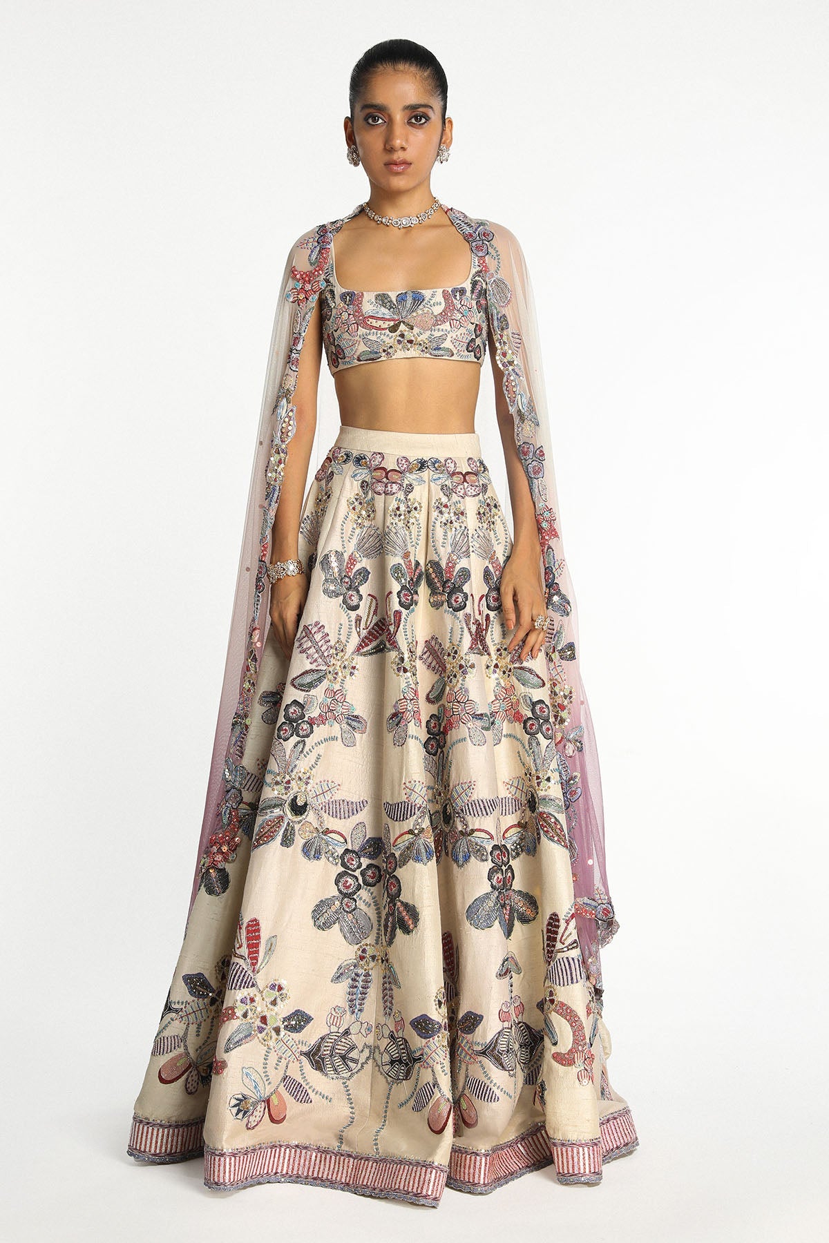 Lunara - Porcelain Raw Silk Lehenga Set