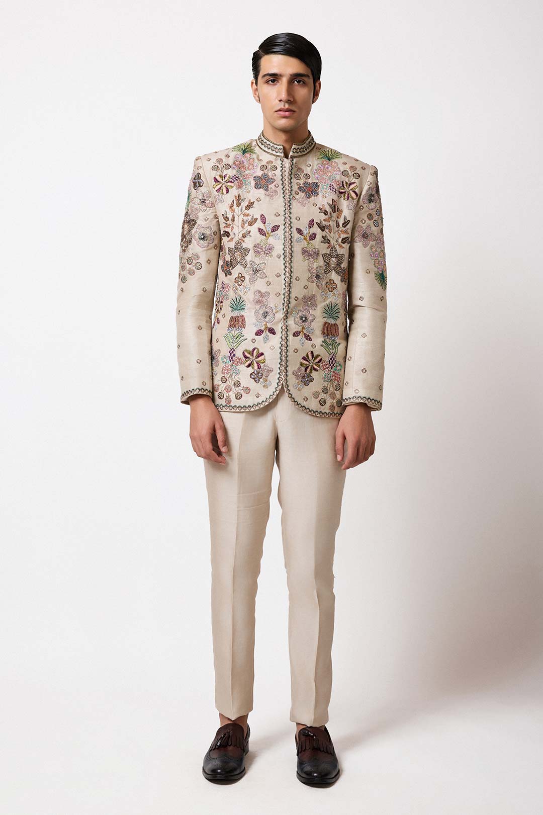 Orion - Pastel Ivory Raw Silk Bandhgala
