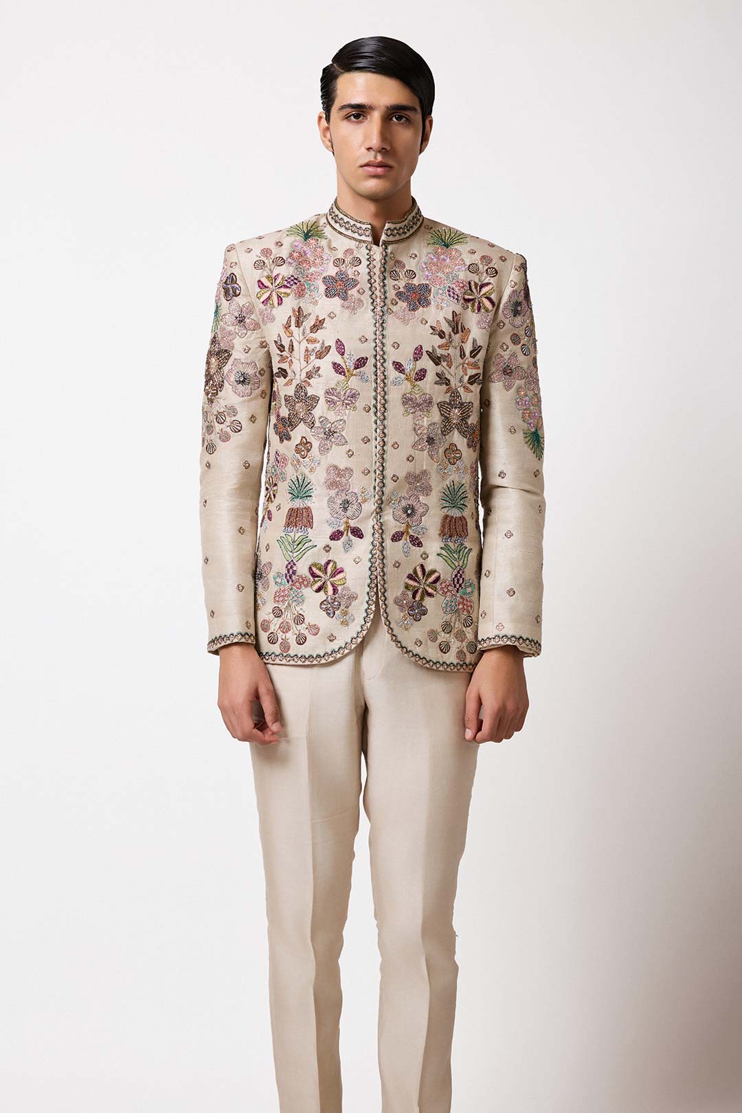 Orion - Pastel Ivory Raw Silk Bandhgala