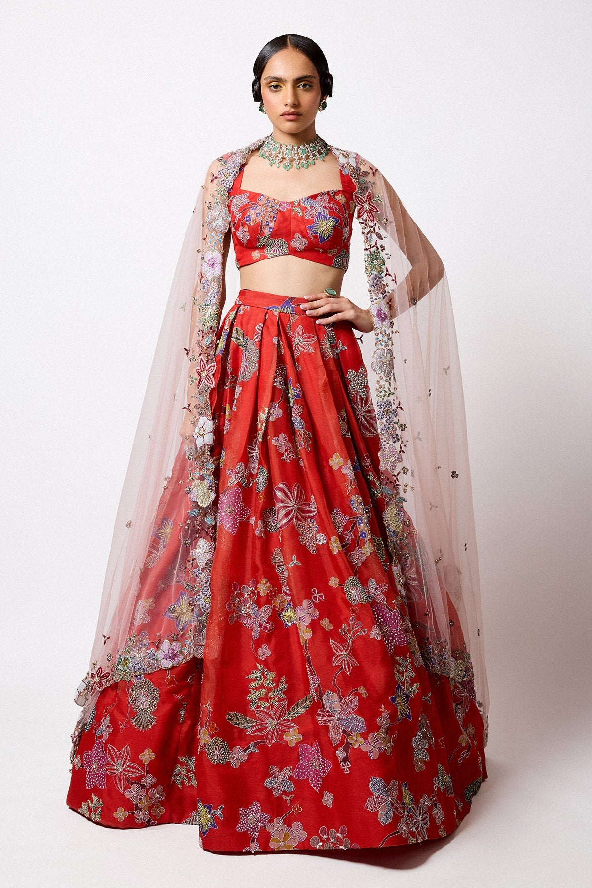 Ambrosia - Red Organza Lehenga Set