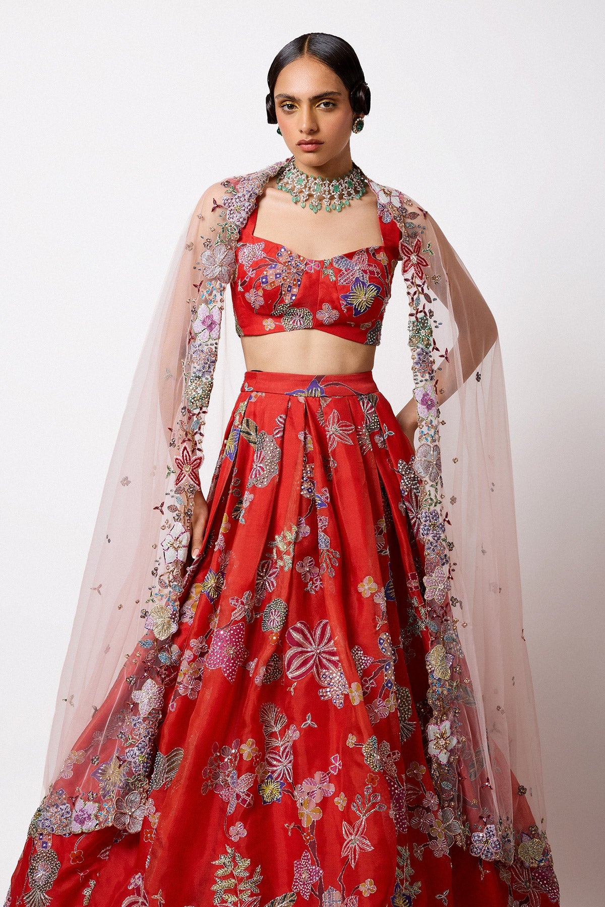 Ambrosia - Red Organza Lehenga Set
