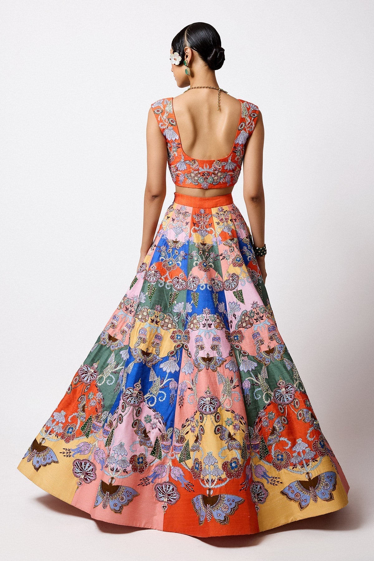 Prismara -  Multicolour Kasab Satin Lehenga Set