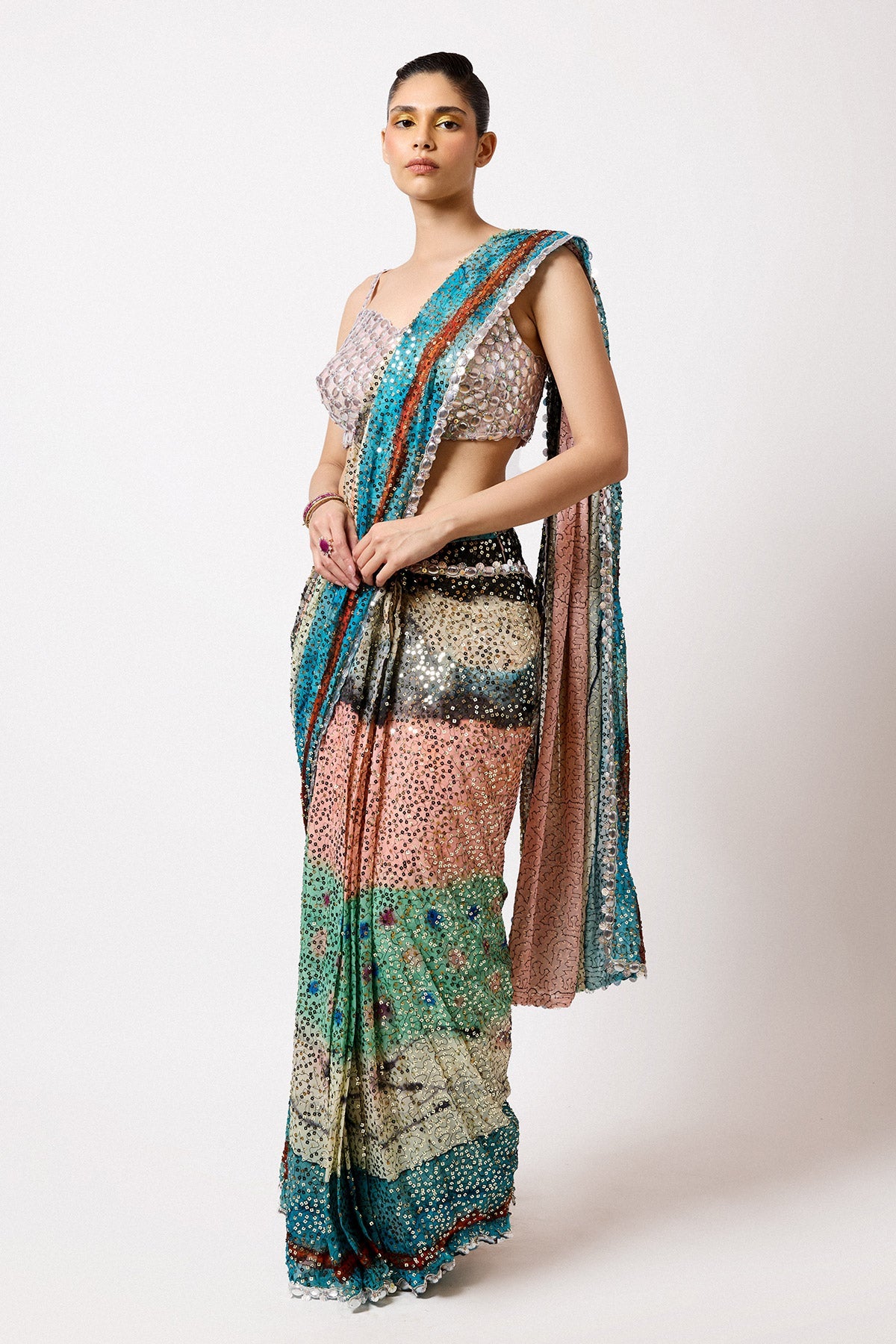 Vinx - Aurora Sequin Tulle Saree Set