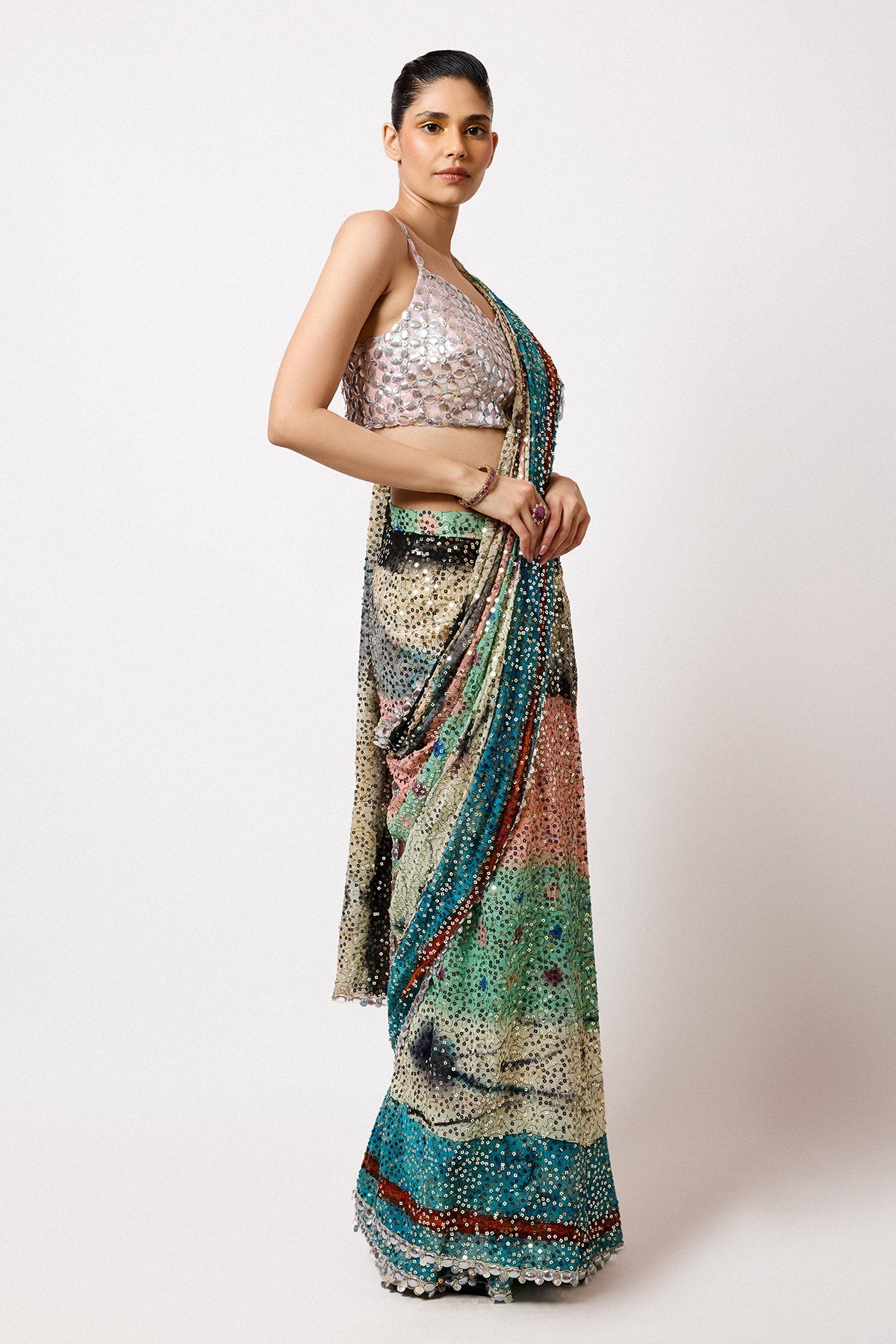 Vinx - Aurora Sequin Tulle Saree Set