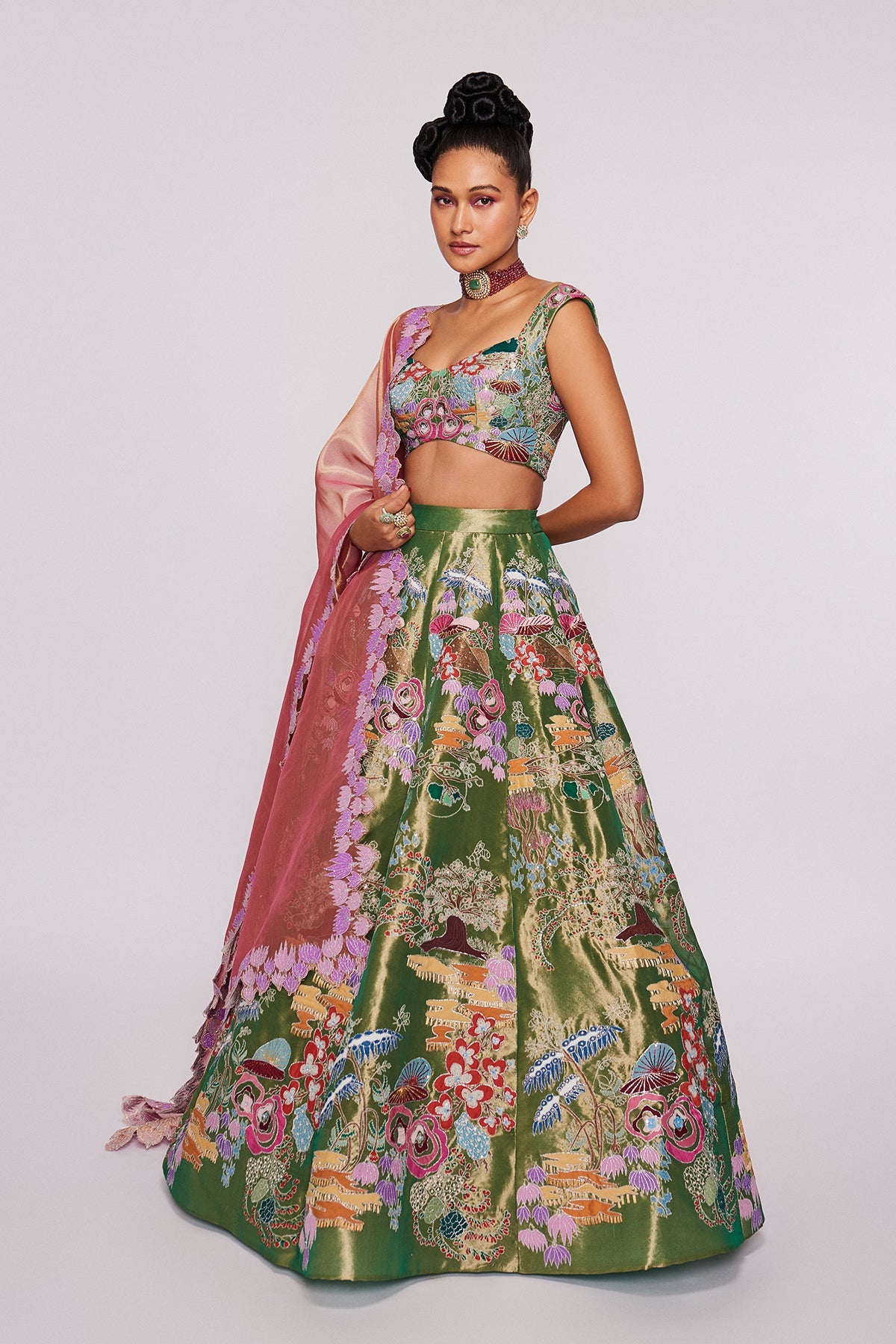 Juliette - Green Tissue Lehenga Set