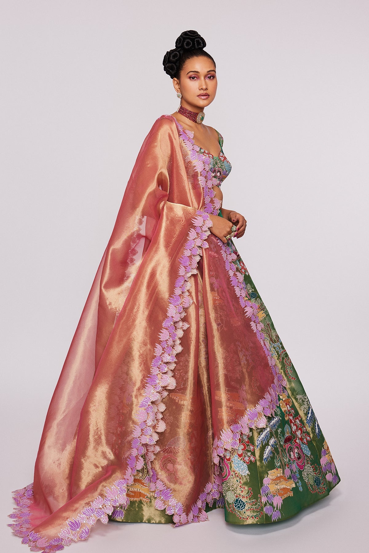 Juliette - Green Tissue Lehenga Set