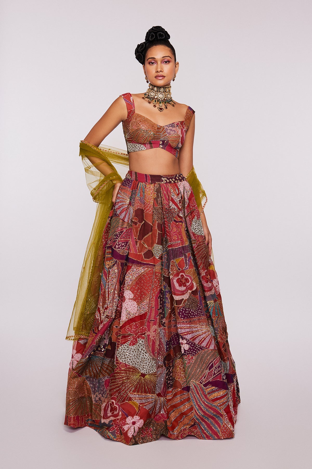 Carmine - Pink Organza Lehenga Set