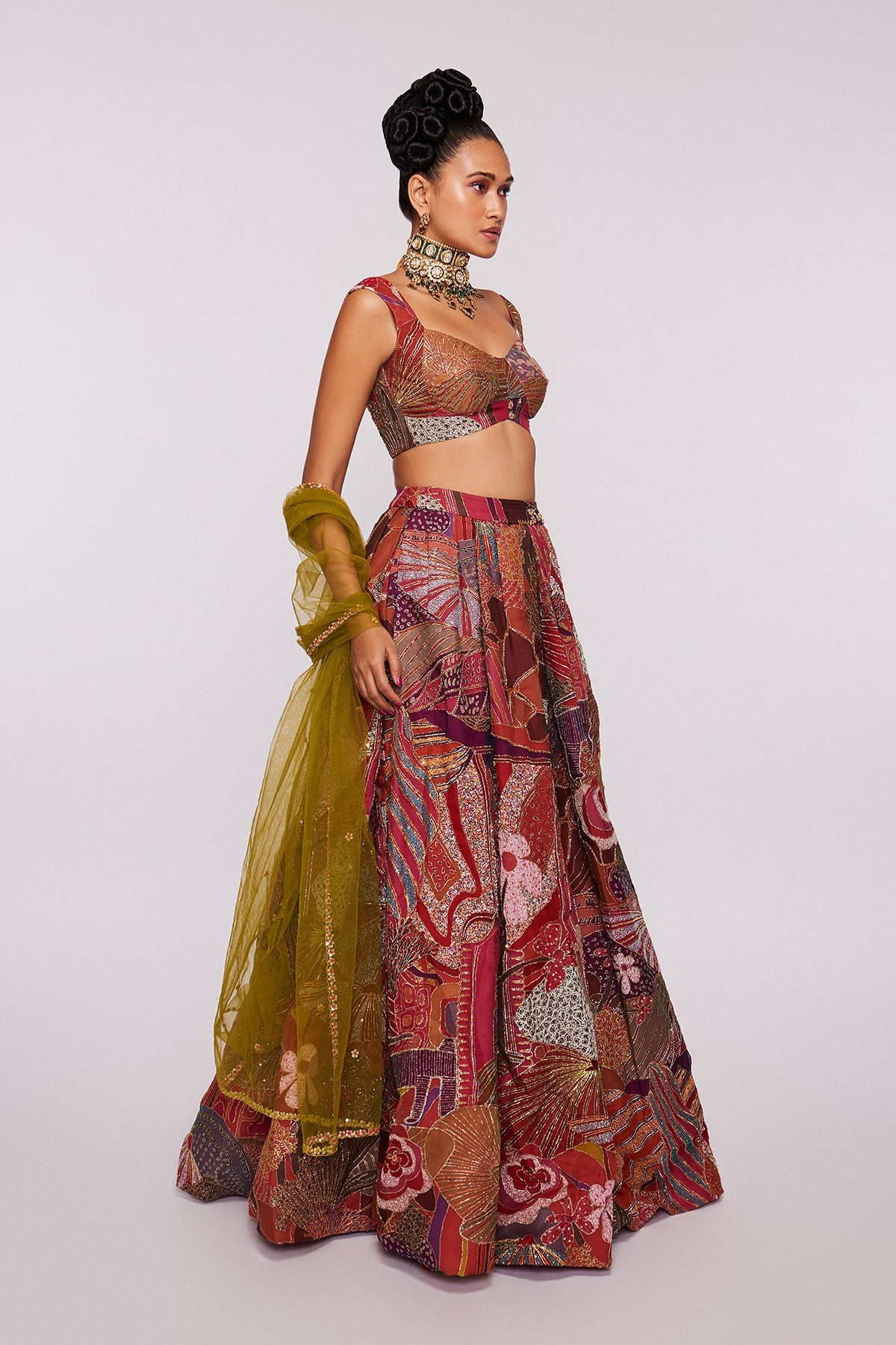 Carmine - Pink Organza Lehenga Set