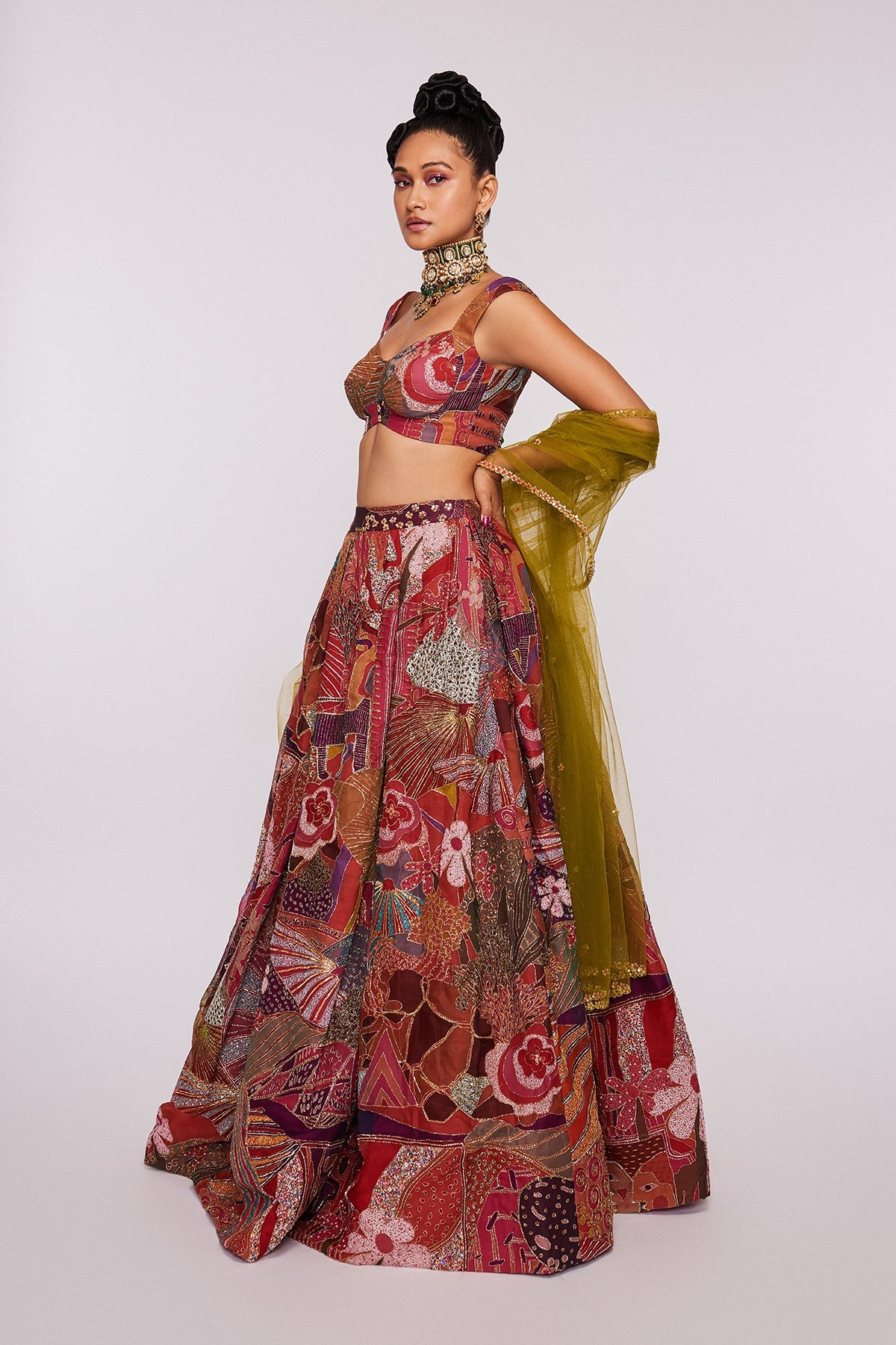 Carmine - Pink Organza Lehenga Set