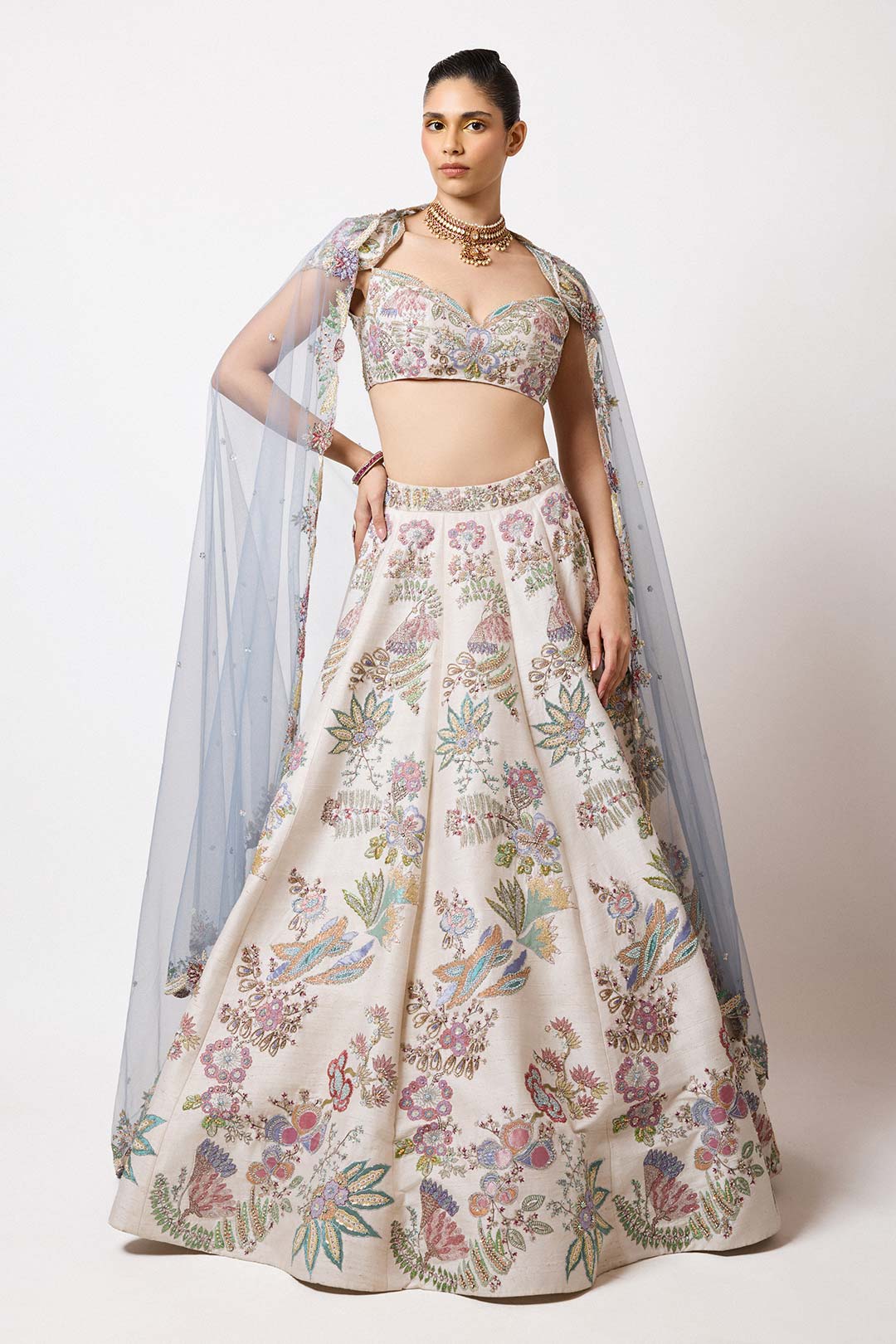 Zoralie - Ivory Raw Silk Lehenga Set