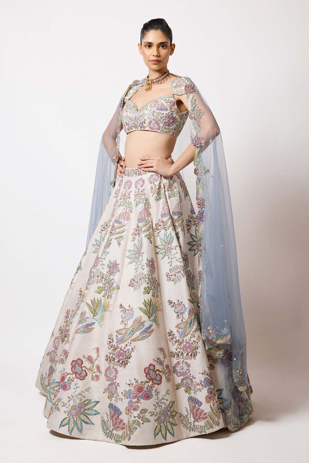 Zoralie - Ivory Raw Silk Lehenga Set