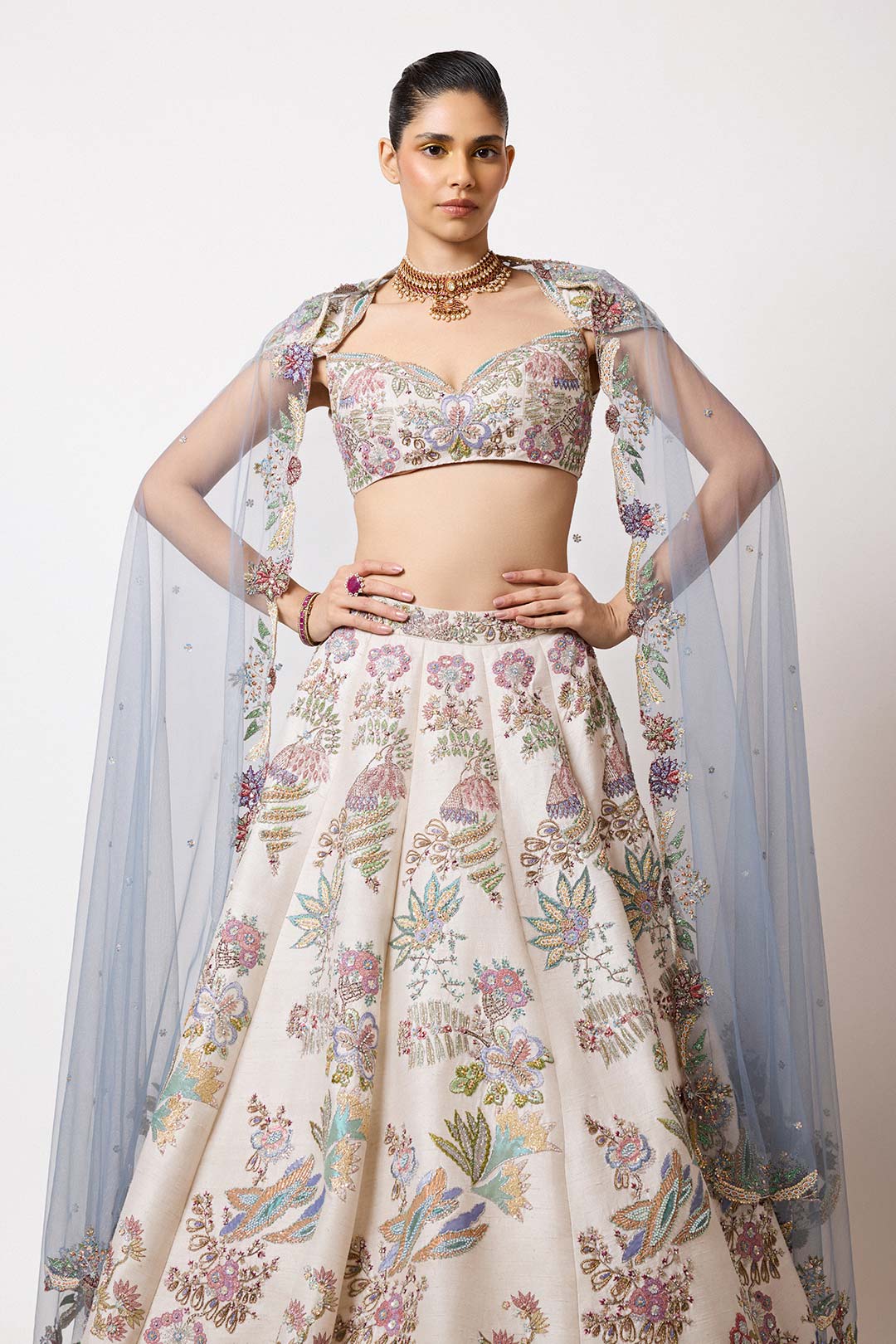Zoralie - Ivory Raw Silk Lehenga Set