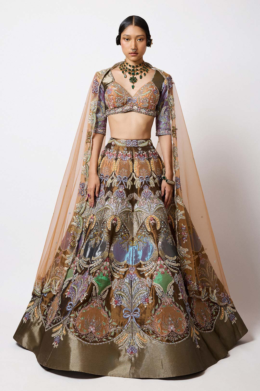 Amarine - Copper Metallic Tissue Lehenga Set