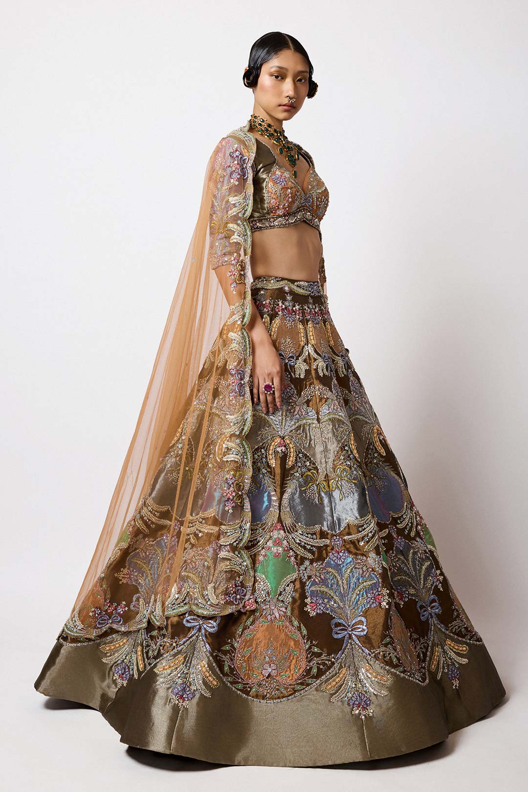 Amarine - Copper Metallic Tissue Lehenga Set