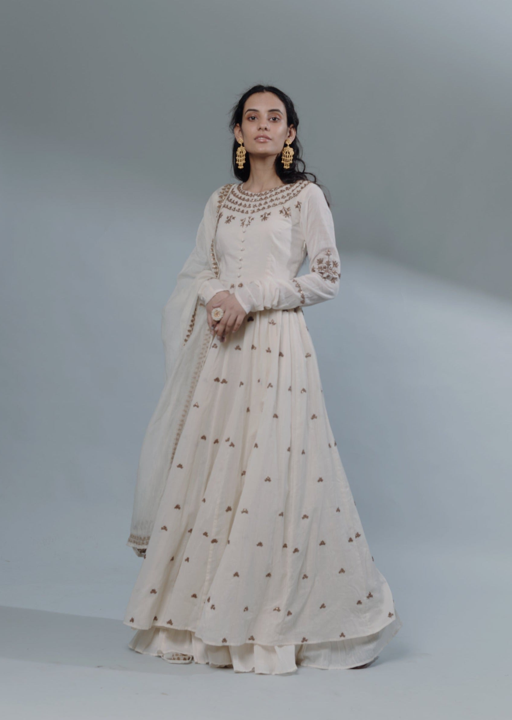 White Dori Embellished Anarkali