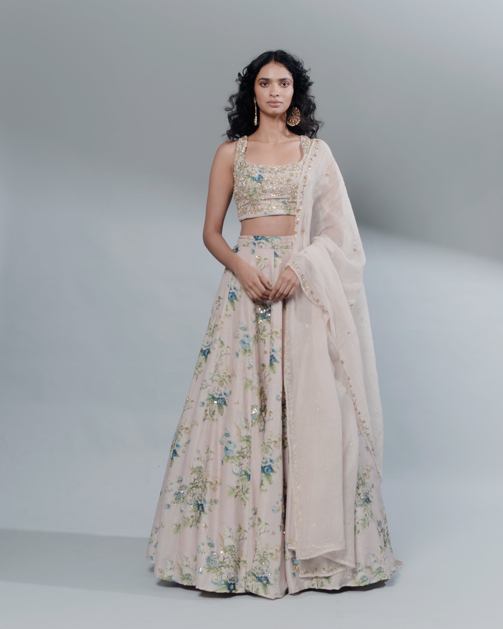 Pink Floral Lehenga Set