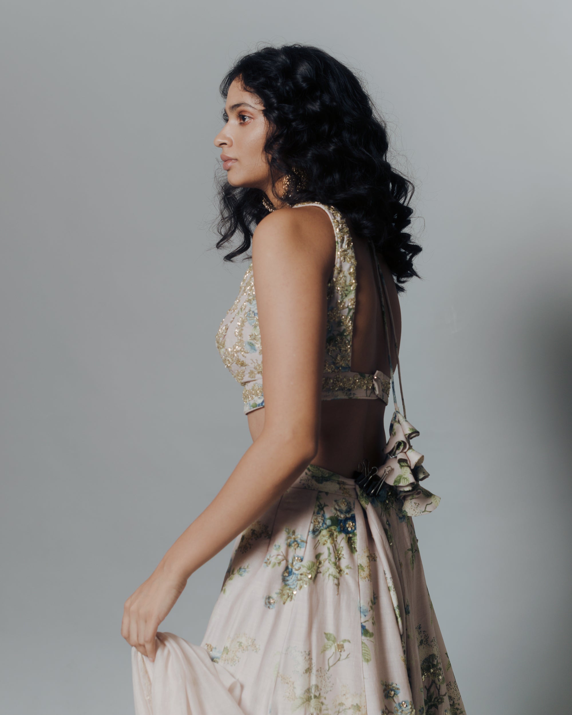 Pink Floral Lehenga Set