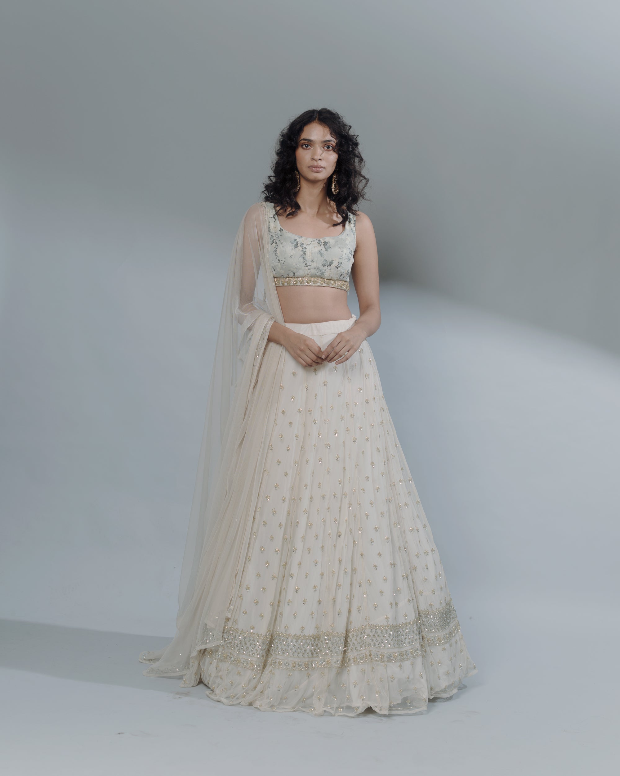 Off White Bootie Lehenga Set