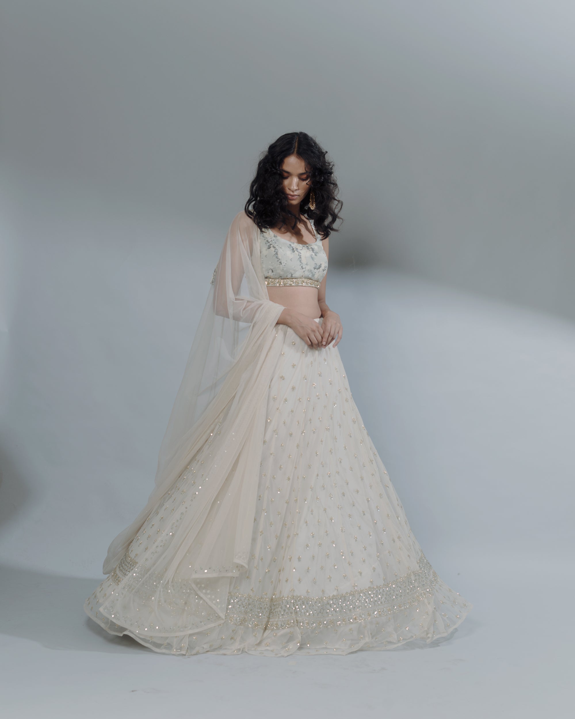 Off White Bootie Lehenga Set