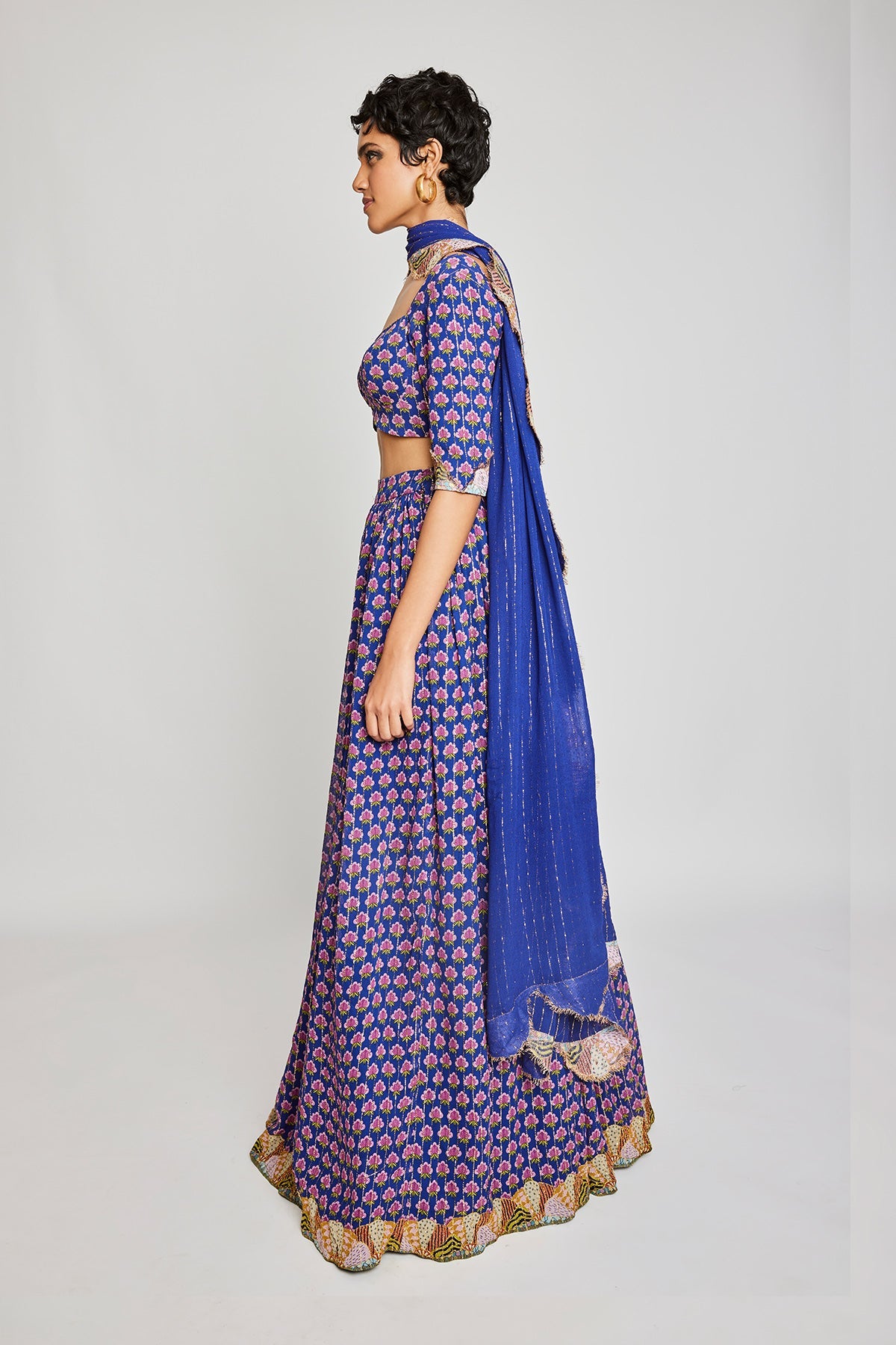 Jujol - Blue Dobby Lehenga Set