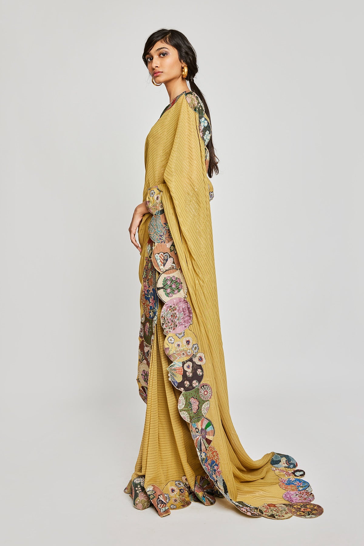 Serra - Mustard Dobby Saree Set