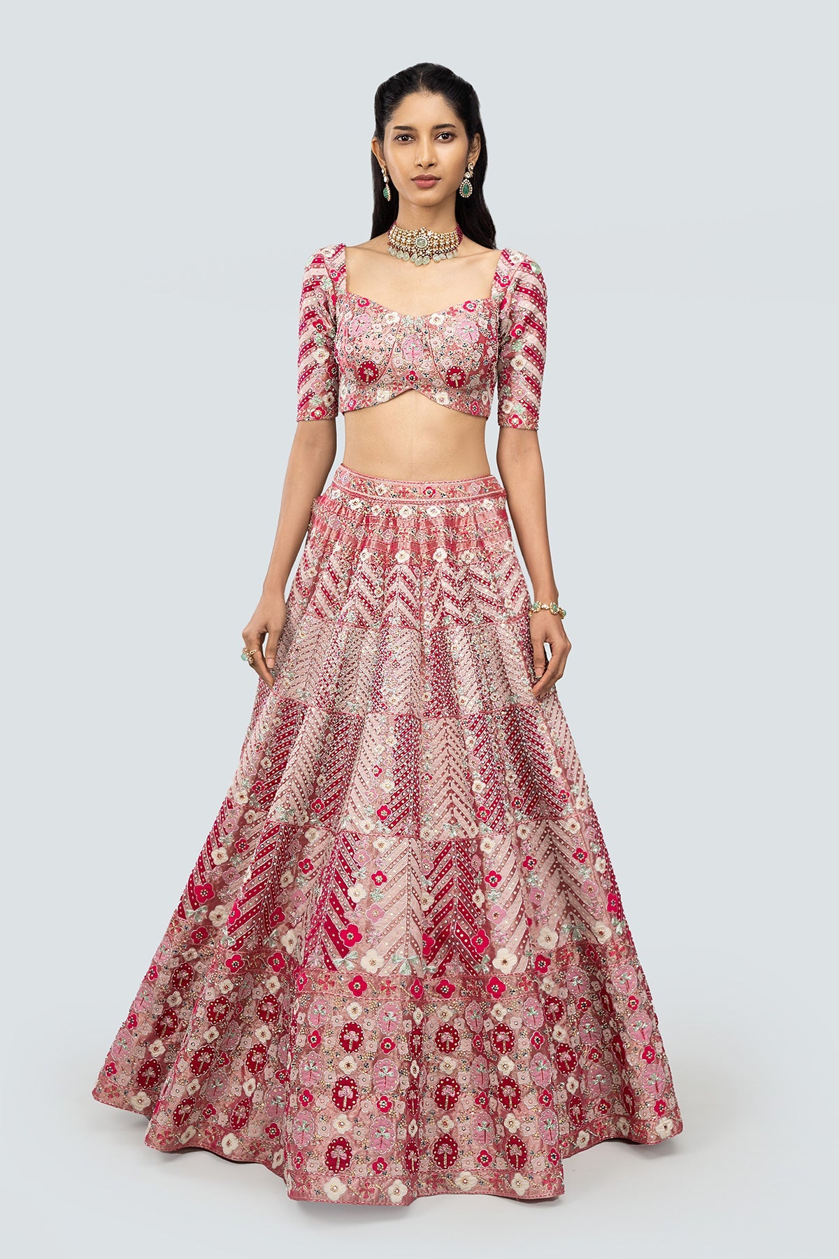 Ziba - Pink Tissue Lehenga Set