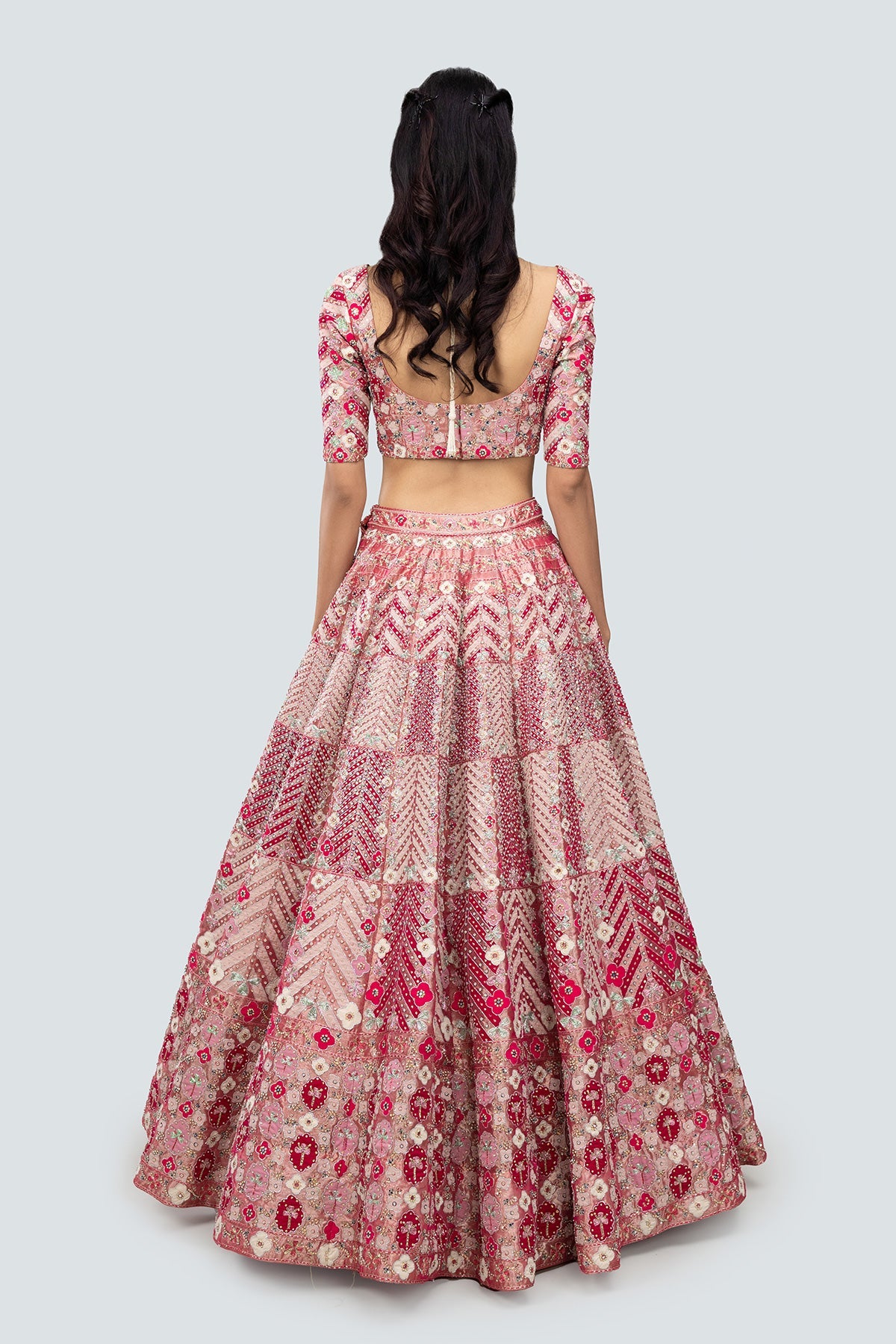 Ziba - Pink Tissue Lehenga Set