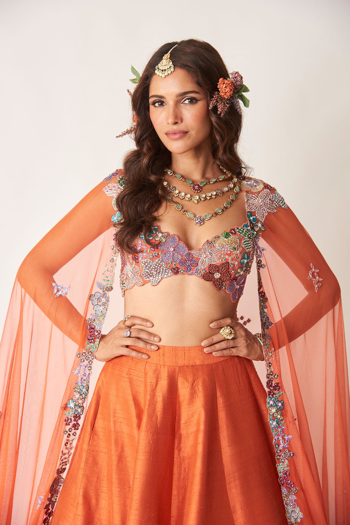 Valéria - Orange Raw Silk Lehenga Set