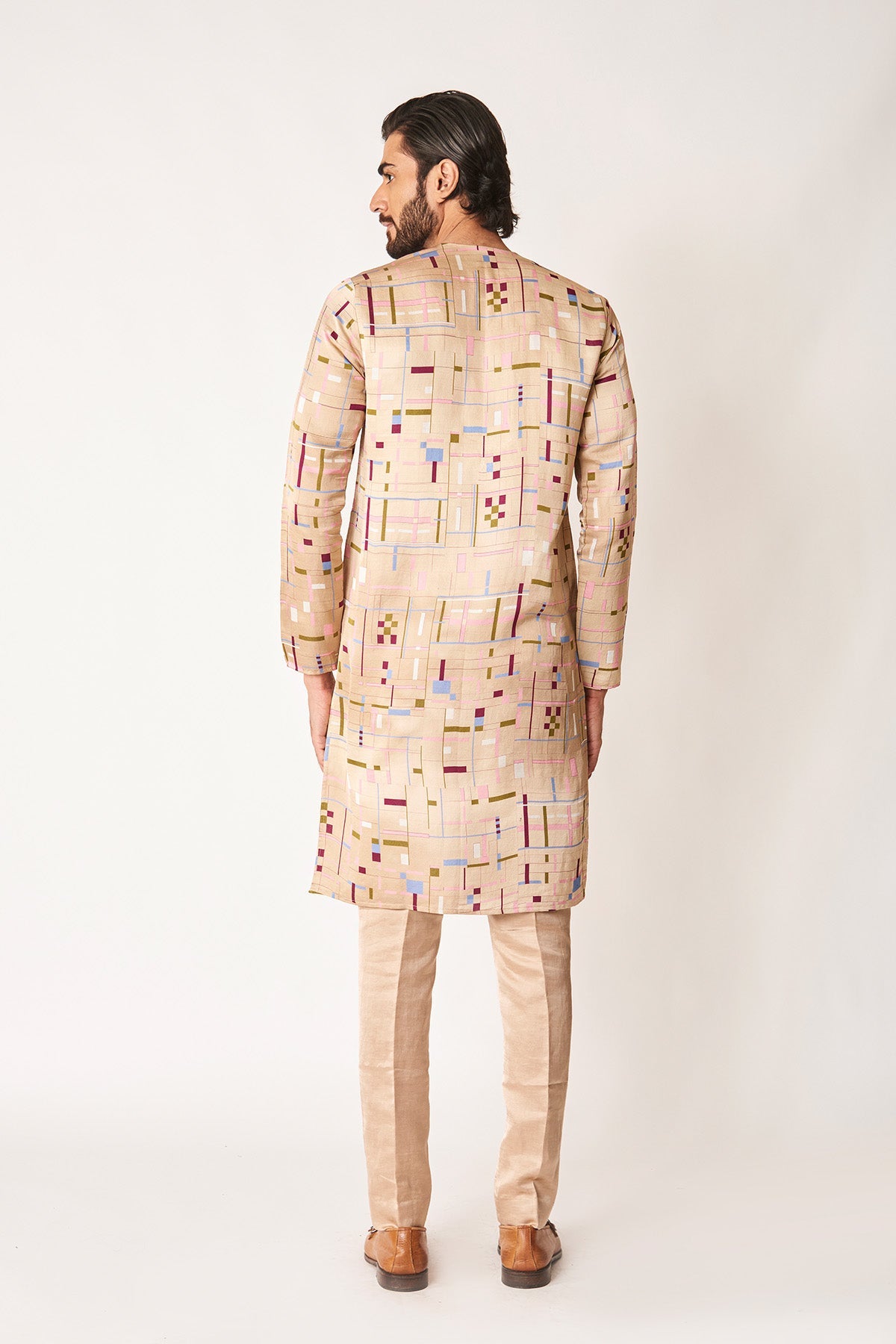 Soline - Mellow Apricot Viscose Linen Satin Kurta Set