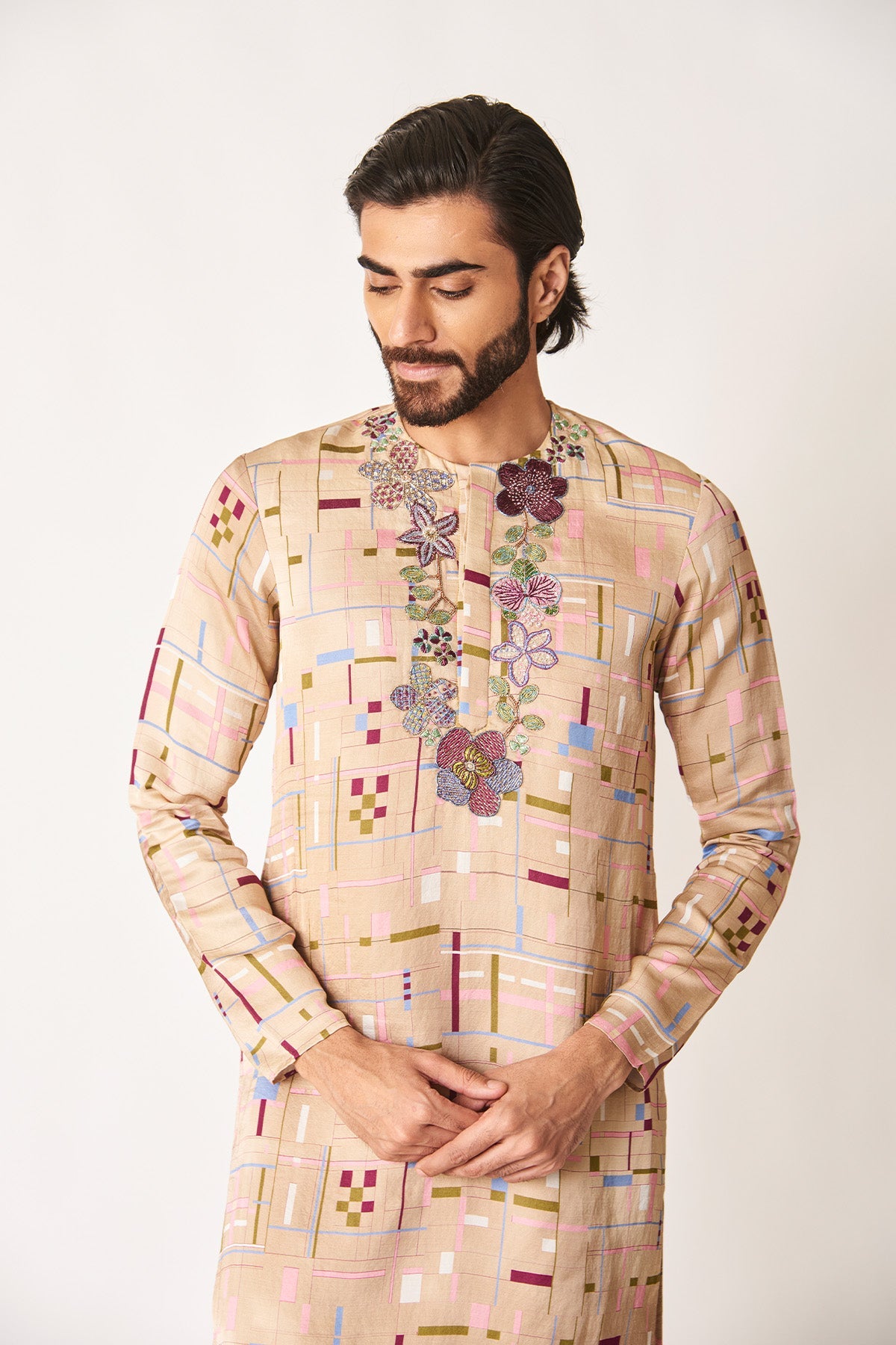 Soline - Mellow Apricot Viscose Linen Satin Kurta Set